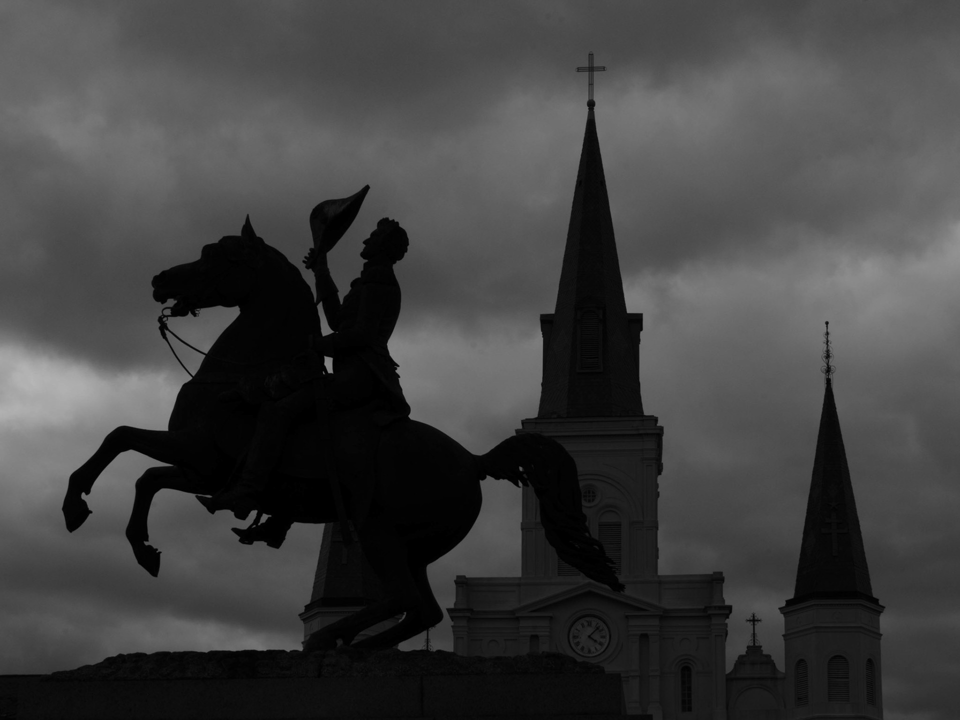 New Orleans monuments on a cloudy day, together.