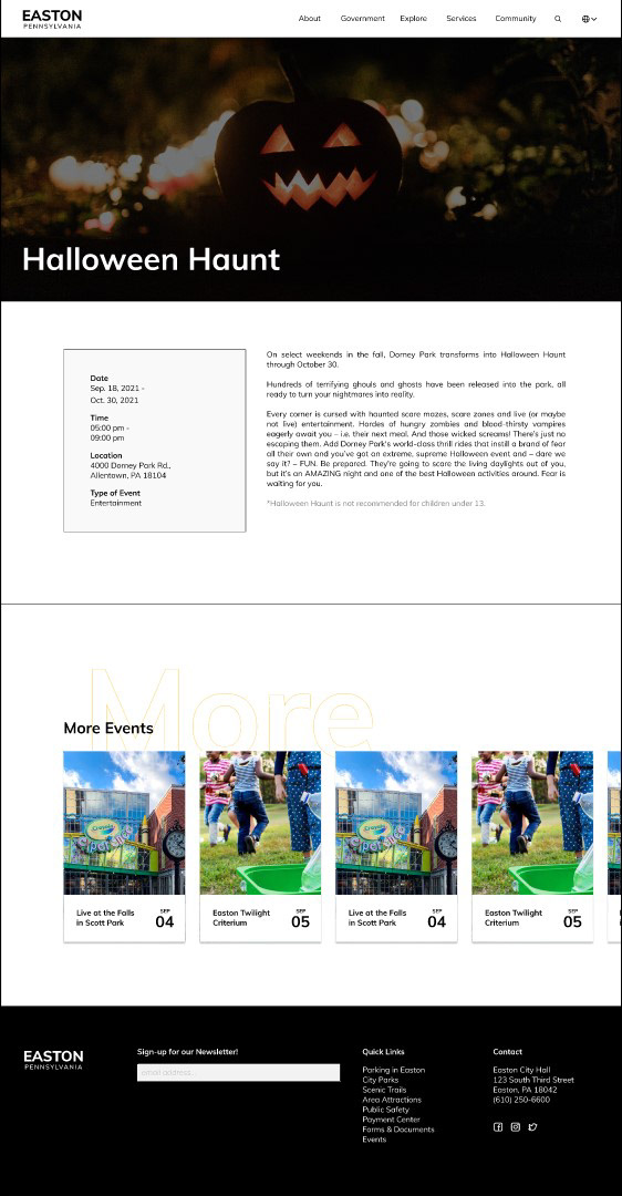 Event Detail Page with V3 Home Page