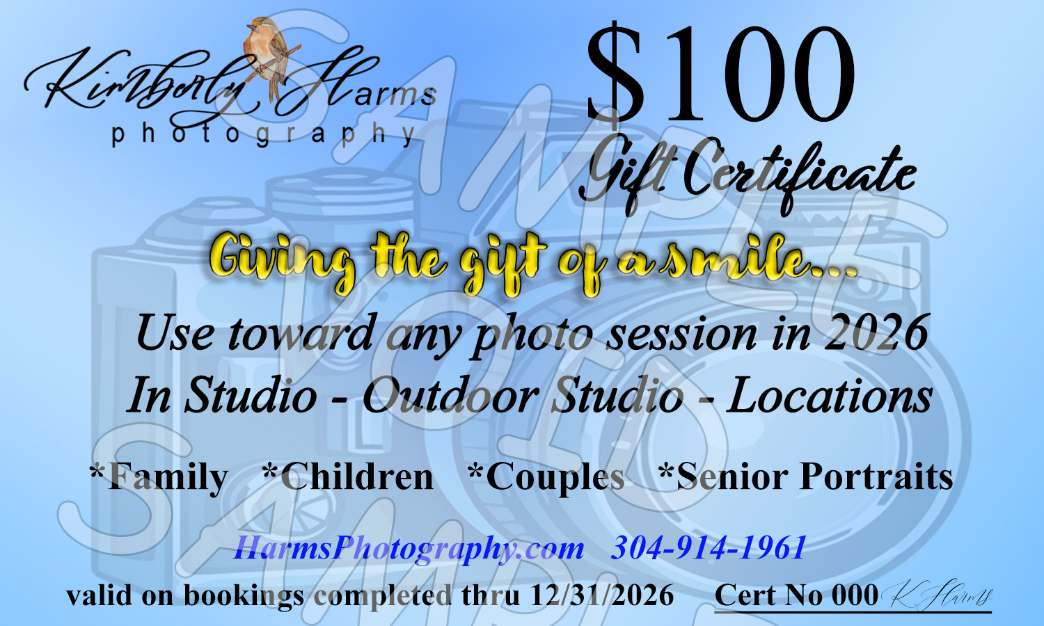 Photo Shoot Gift Certificate 