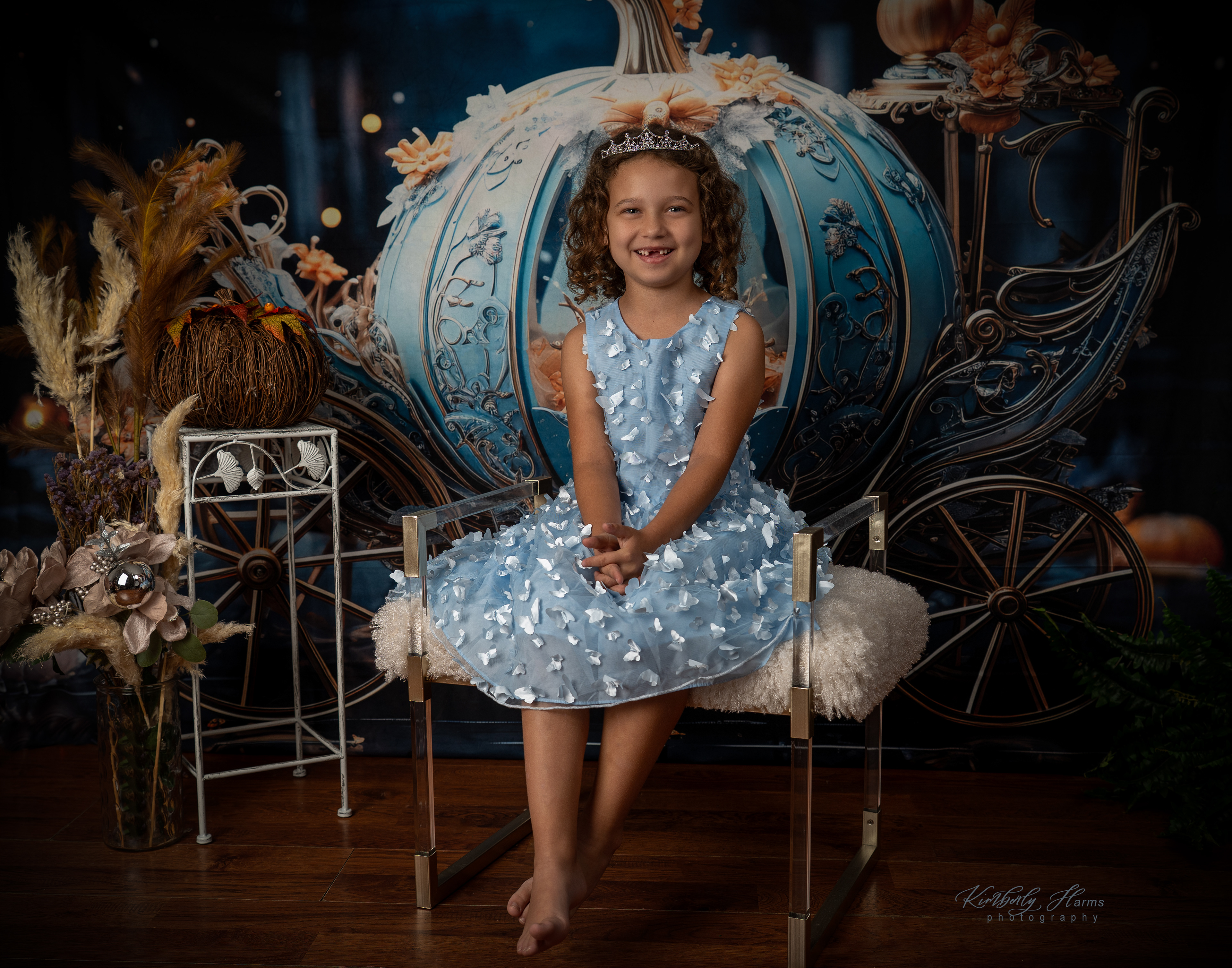 One of our beautiful dresses complete with a tiara!