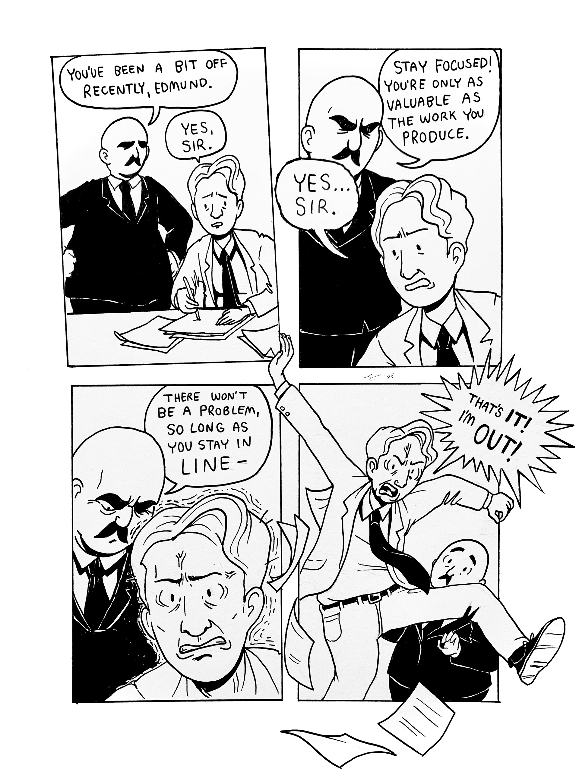 An original hand-drawn comic titled "Leave".