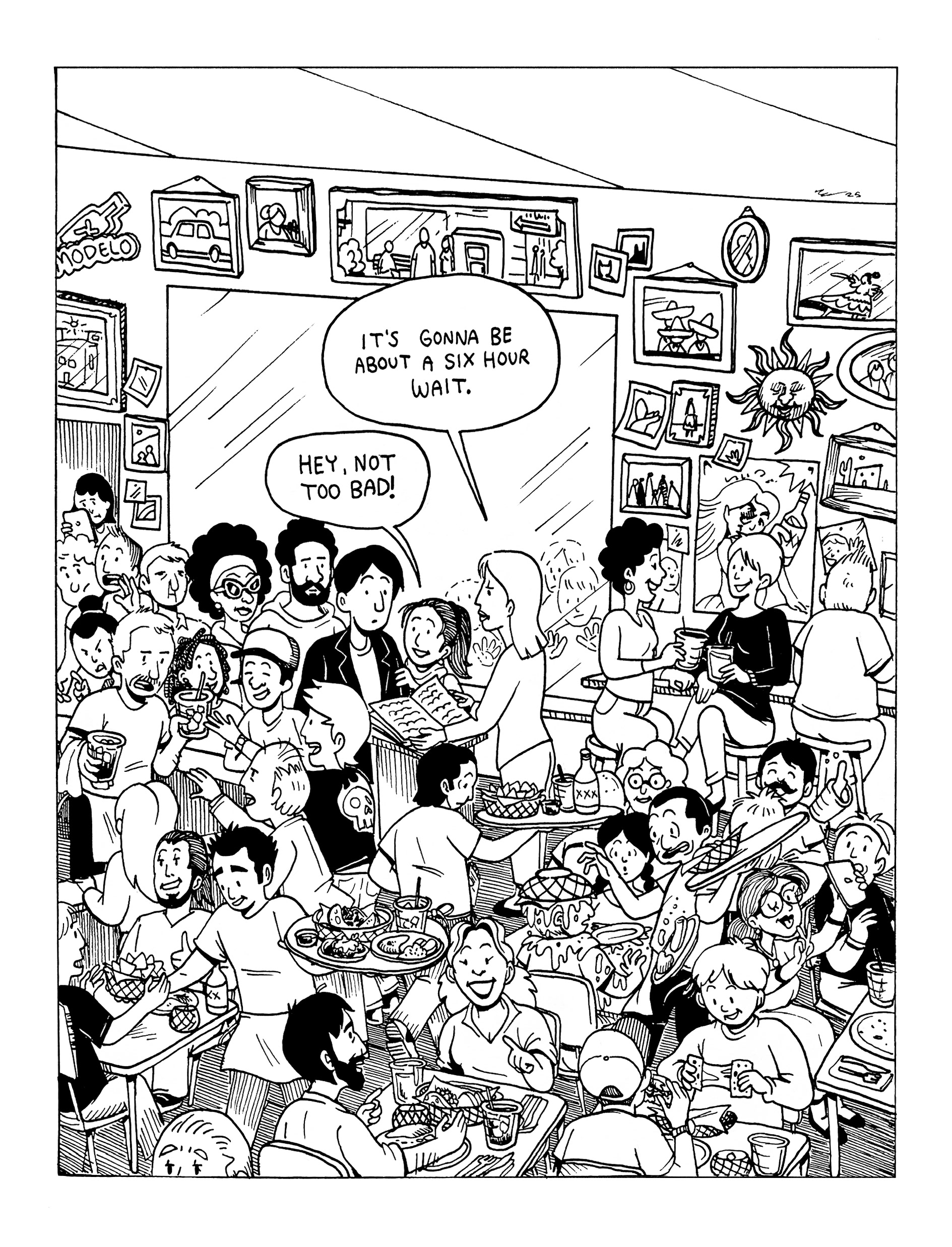 Original hand-drawn comic titled "Taqueria Downtown".