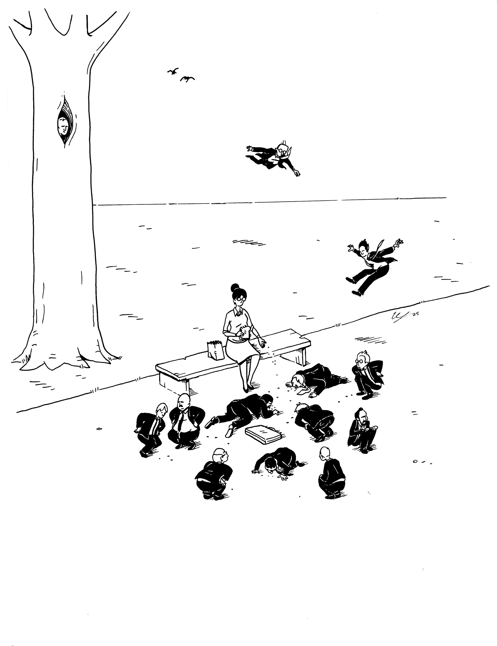 Original hand-drawn Illustration titled "Buzzards".