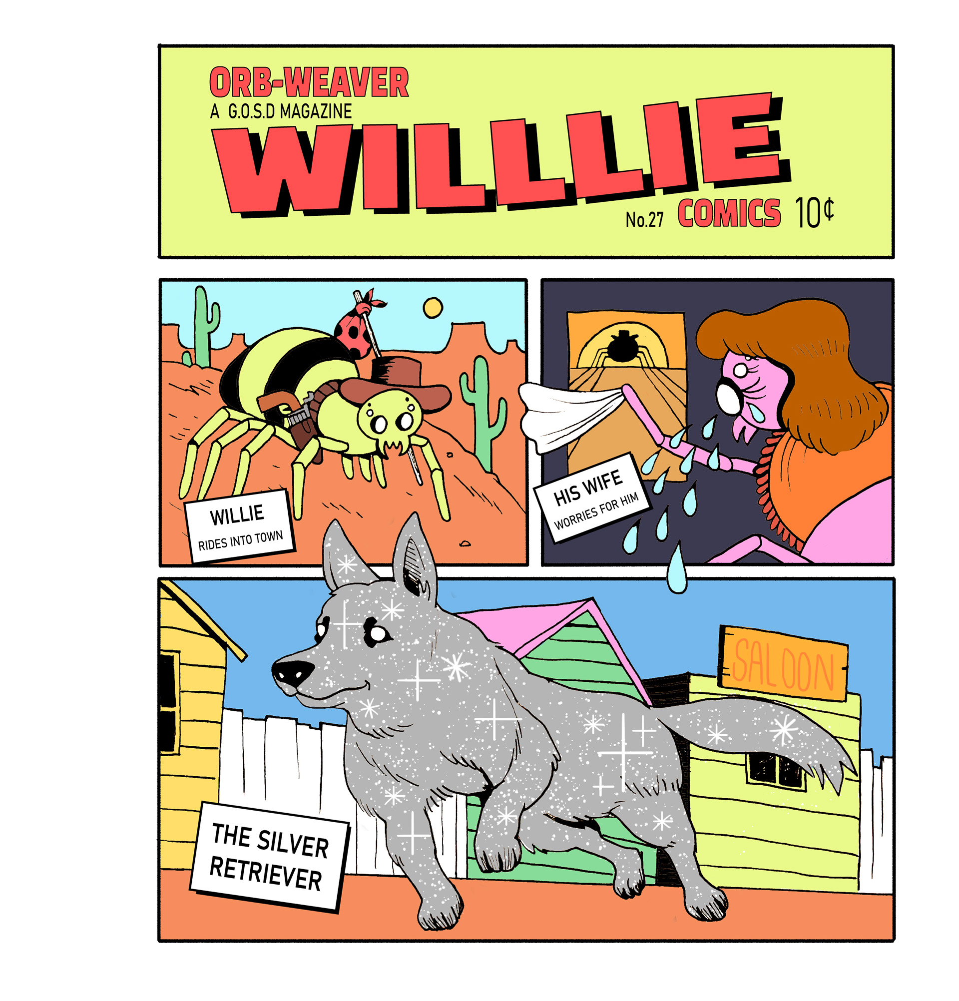 original Hand-drawn song cover for Joey Trudo's original song titled "Orb Weaver Willie".