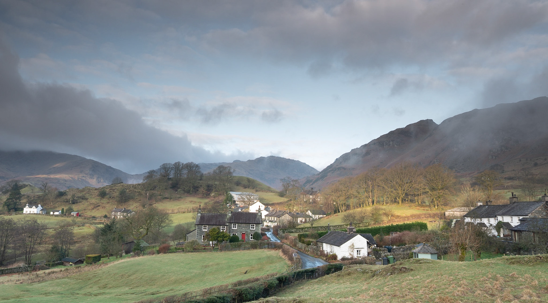The sun rises over Little Langdale