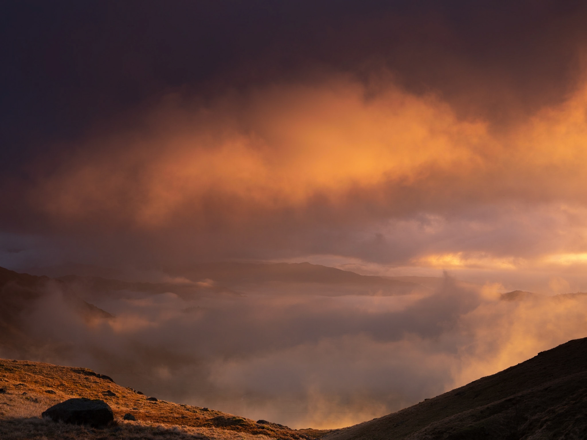 Sunrise over Little Langdale from Wrynose Pass