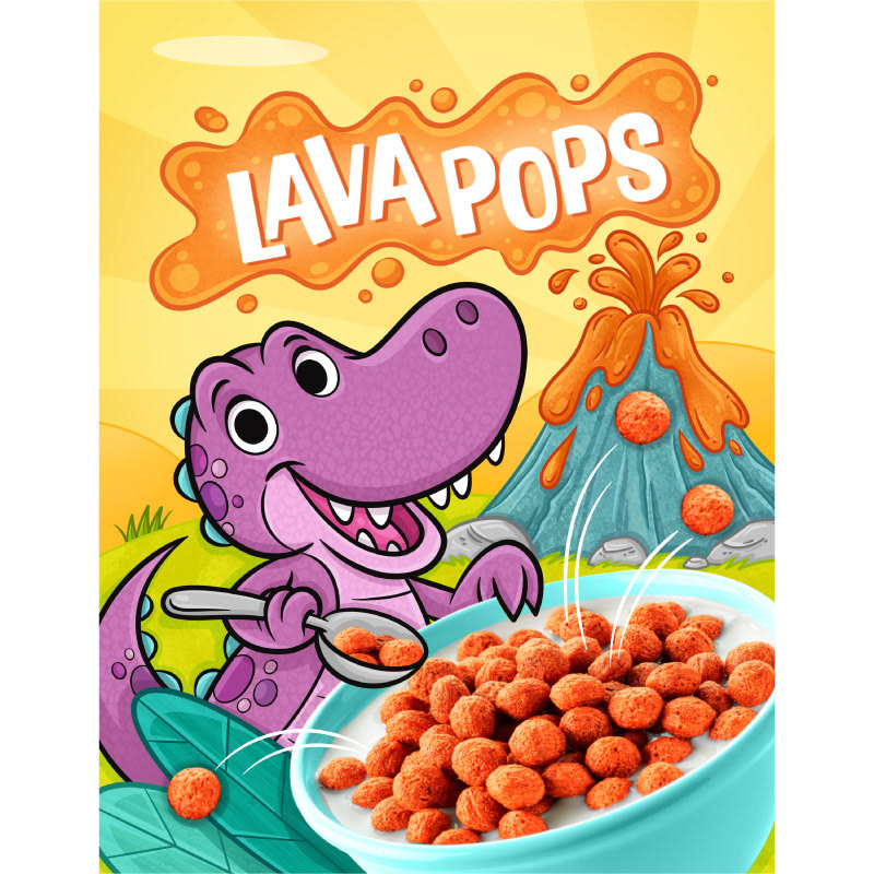 Lava Pops Mock Up Cereal Box