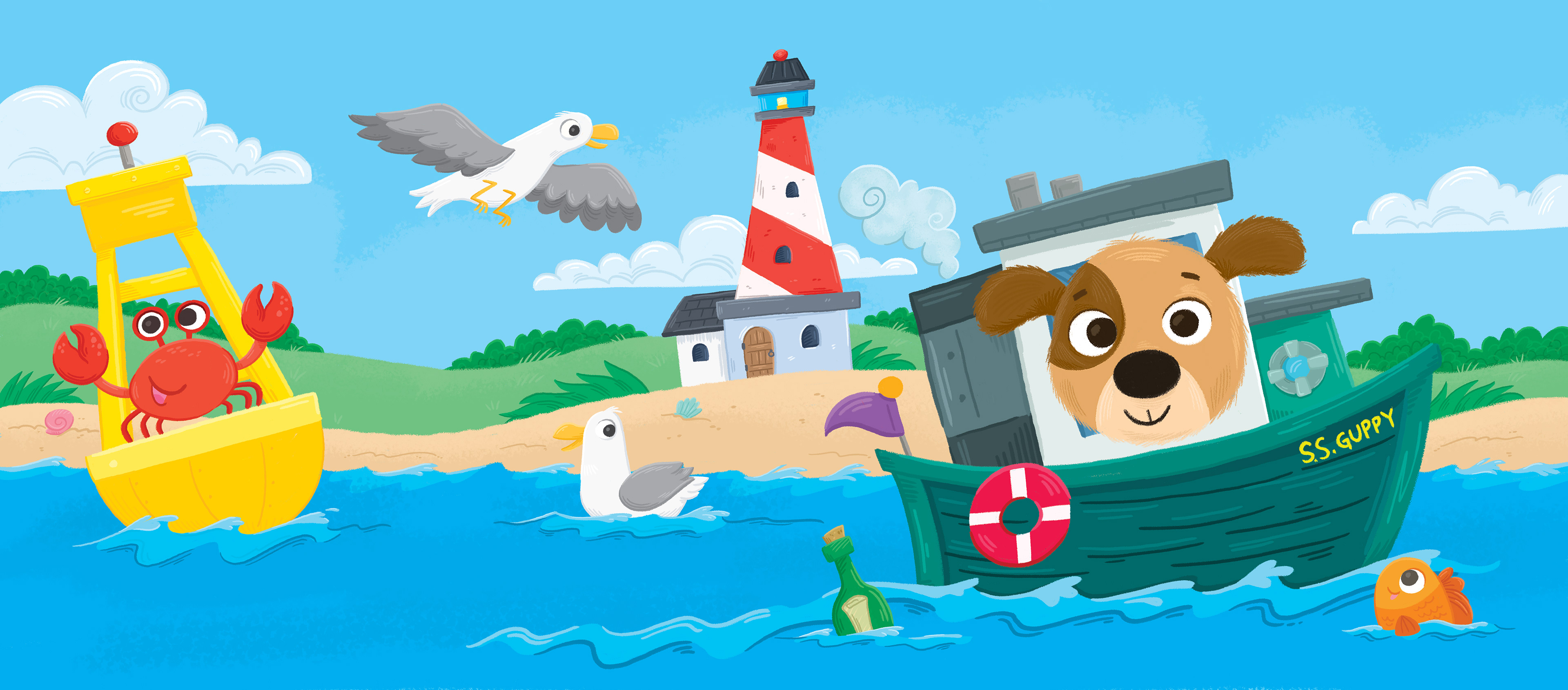 Finger Puppet Book - Puppy on the Go! - Tugboat