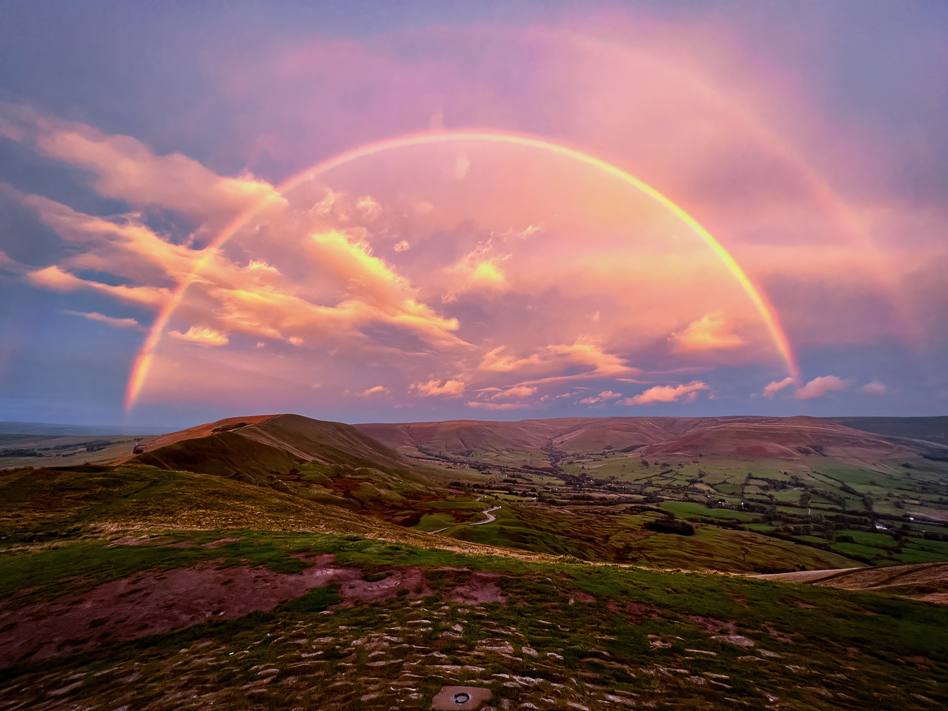 Double Rainbow over Mam Tor - Edale, Derbyshire