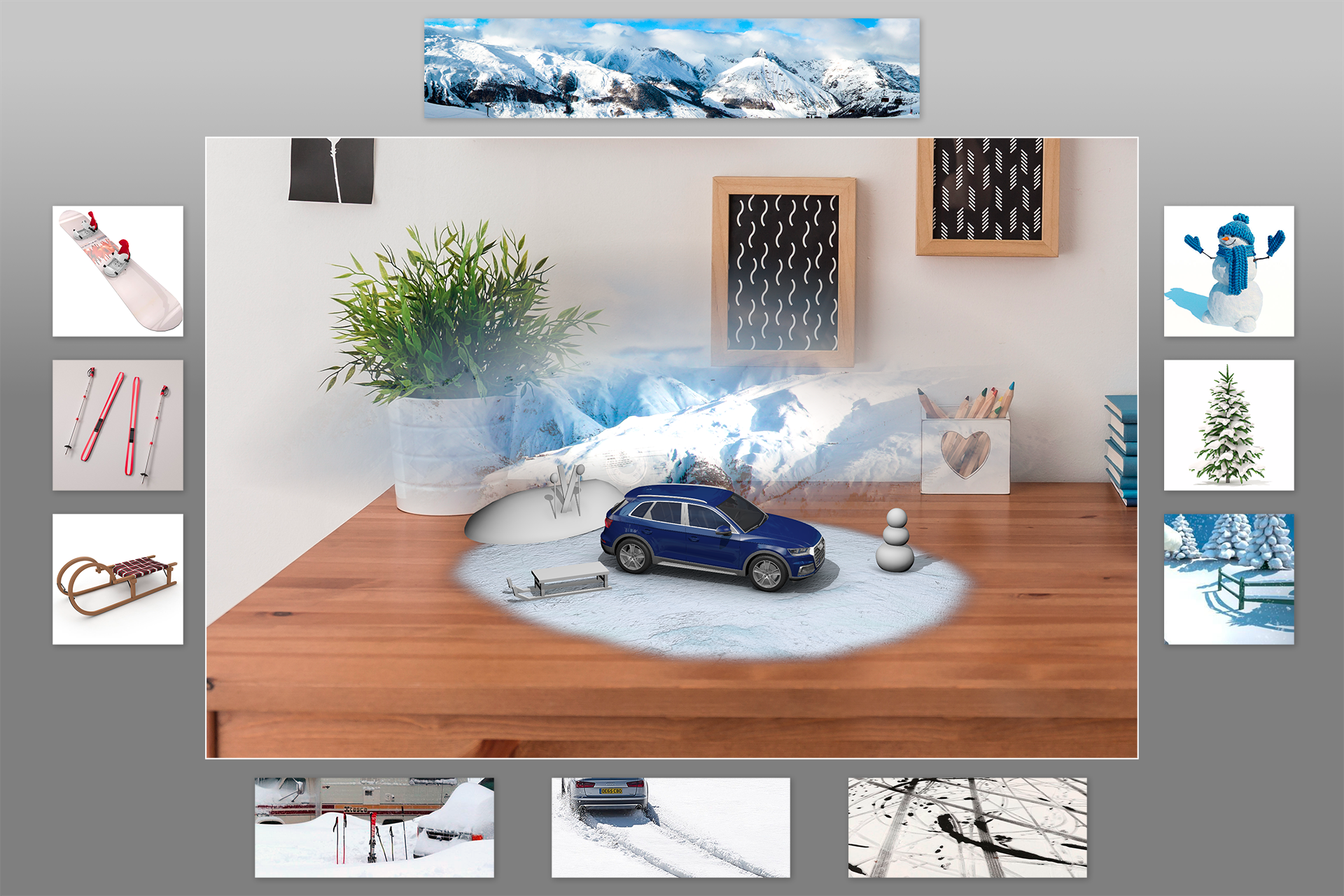 Mockup created with Photoshop, Maya