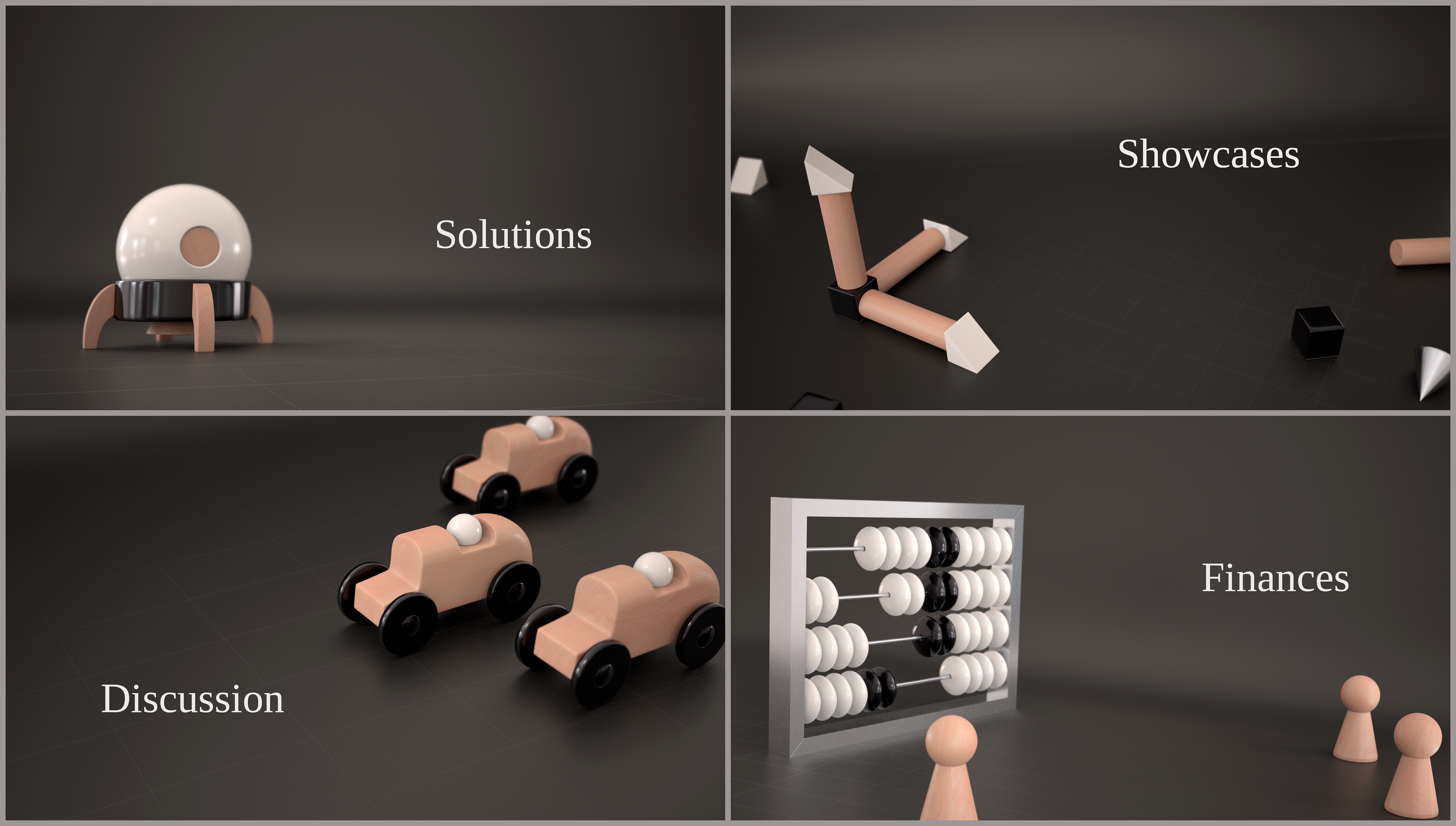 Conceptual 3D illustrations created with Maya and Redshift