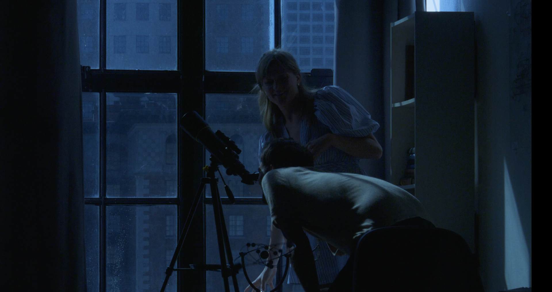 Featuring the telescope in Celeste's apartment. 