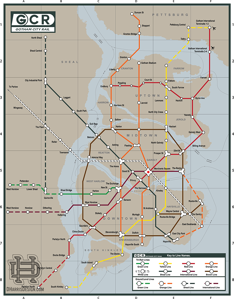 Trifold Brochure - Map - Gotham City Rail
