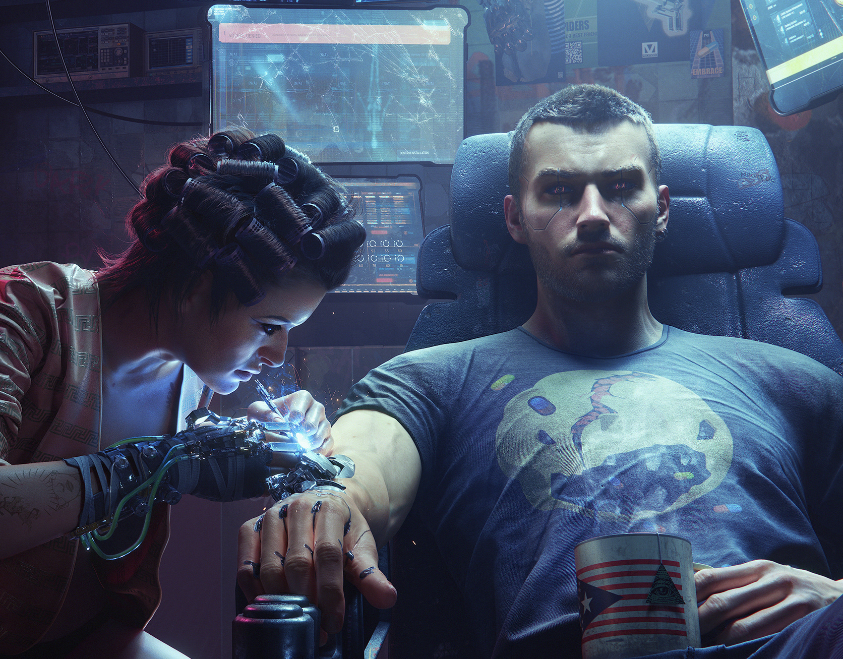 Cyberpunk 2077 v and Johnny