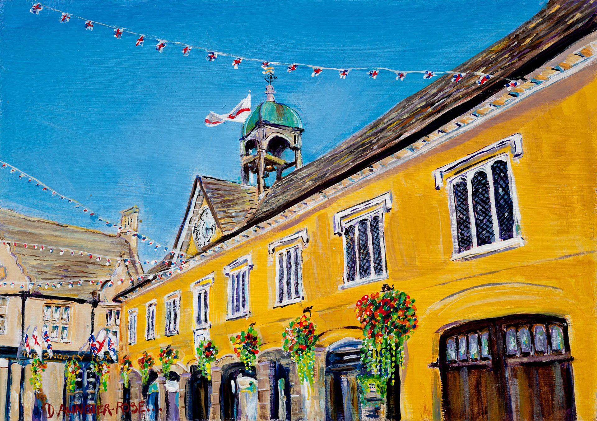 TETBURY MARKET HALL. From an original painting by Diana Aungier-Rose. Print size: 21cm x 29cm. Frame size: 35cm x 45cm. For sale: £49