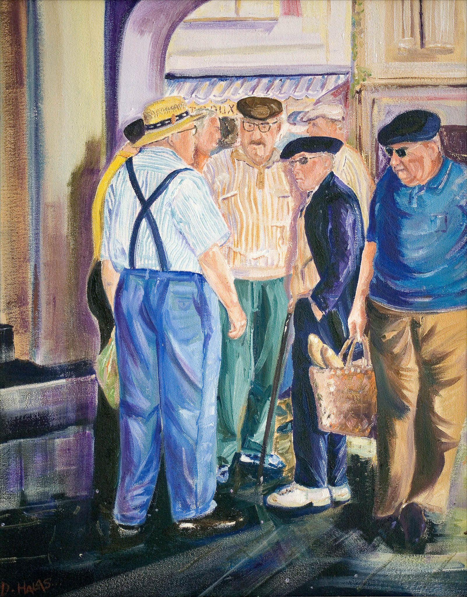 TUESDAY MARKET, FLEURANCE. From an original painting by Diana Aungier-Rose. Print size: 38cm x 30cm. For Sale: £18