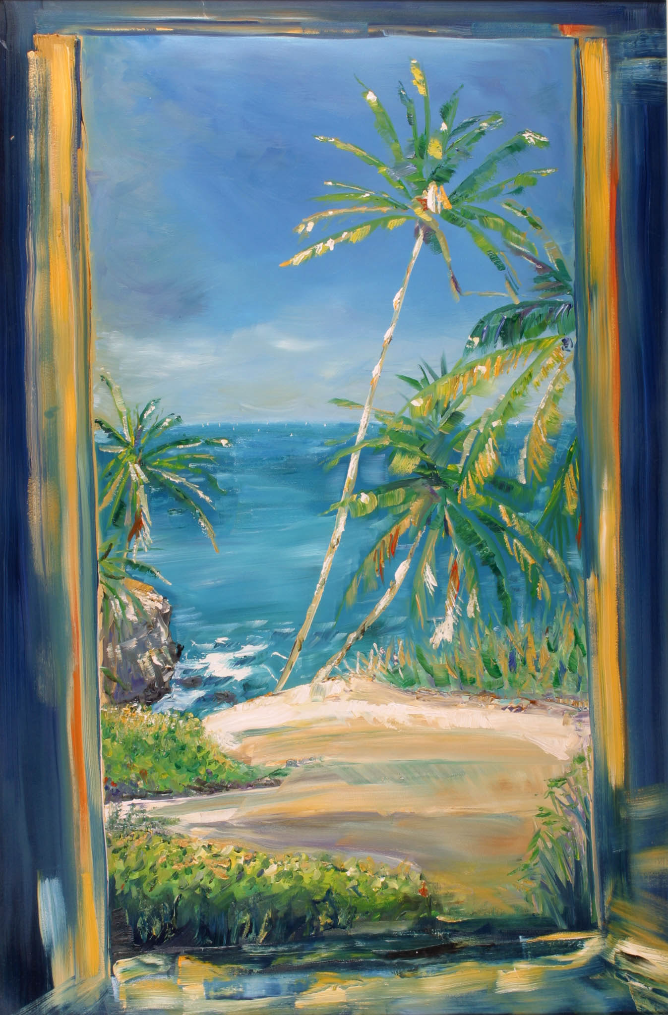 DOORWAY TO THE CARIBBEAN. From an original painting by Diana Aungier-Rose. Print size: 38cm x 28cm. For Sale: £18