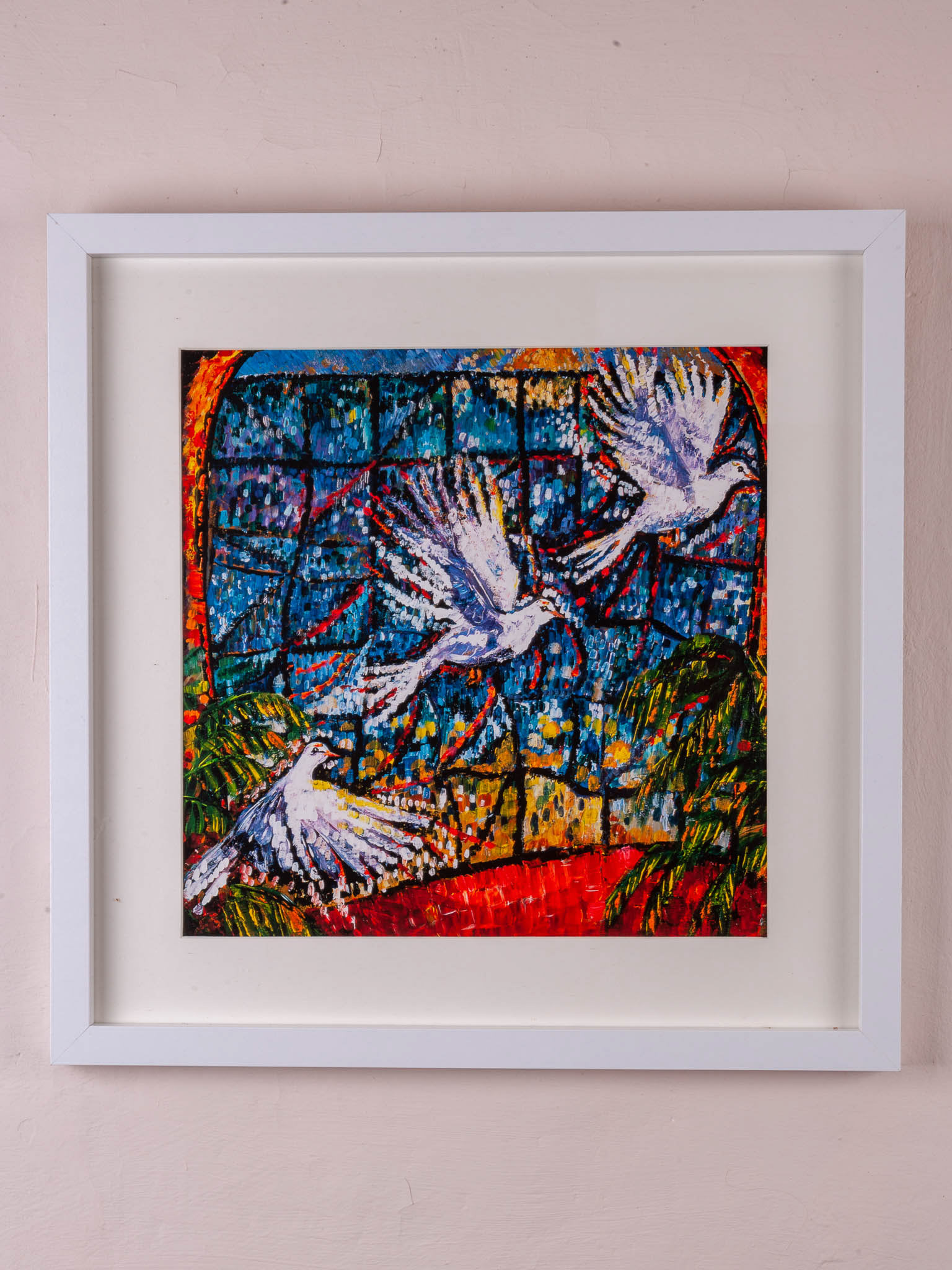 DOVES. From an original painting by Diana Aungier-Rose. Picture size: 29cm x 29cm.. Frame size: 43cm x 43cm. FOR SALE: £59.