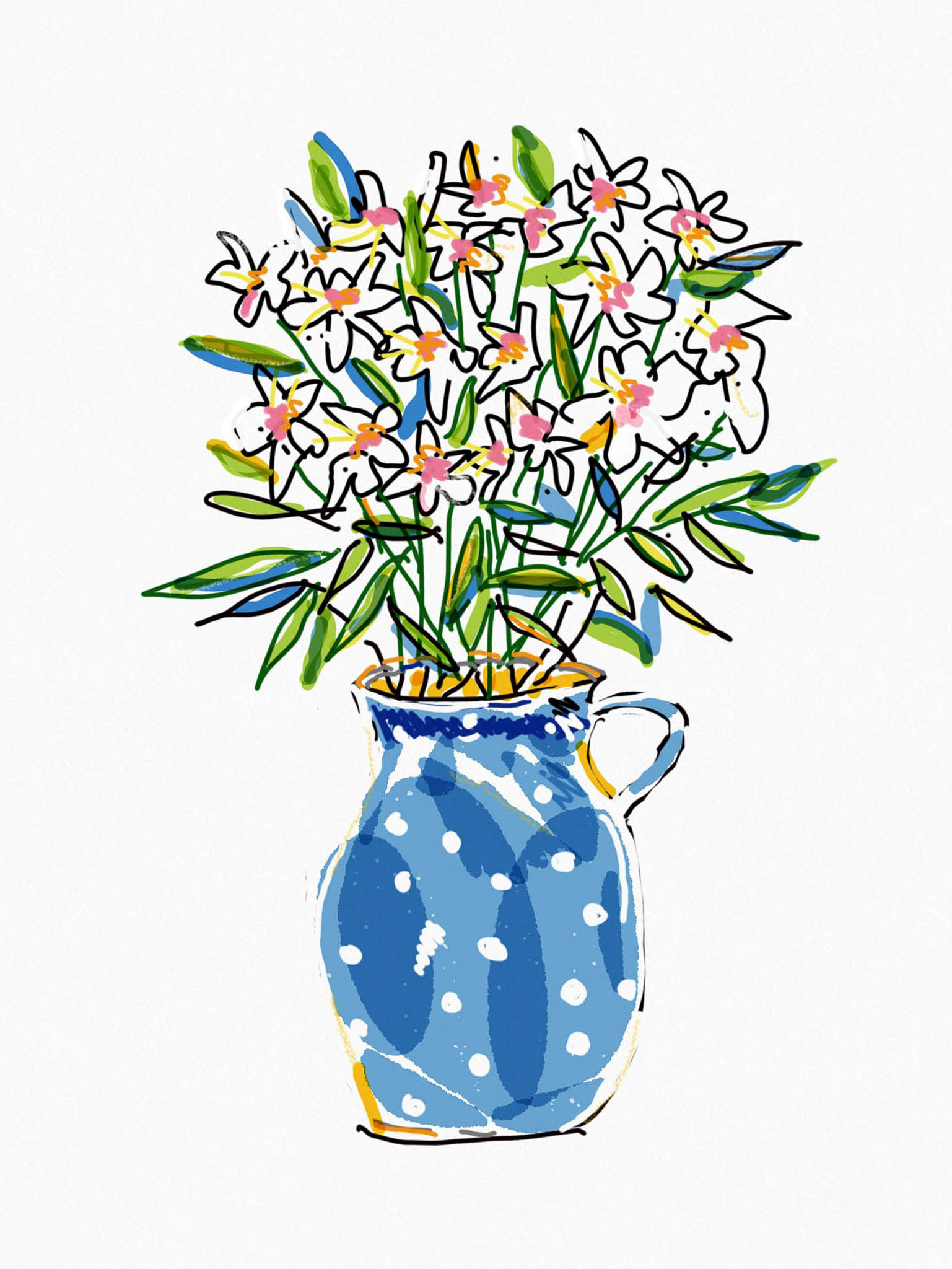 SMALL BOUQET. From an original digital artwork by Diana Aungier-Rose. Picture size: 39cm x 29cm. Mount size: 50cm x 40cm. FOR SALE: £29.