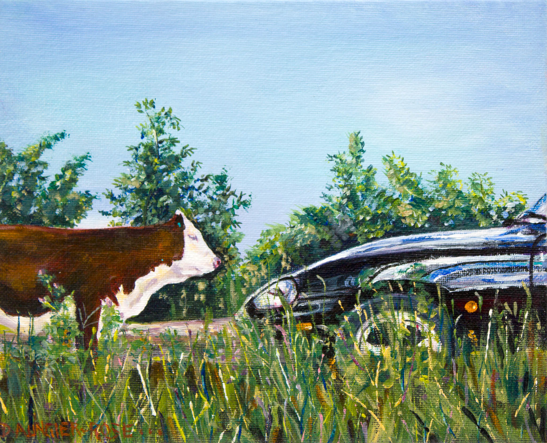 STANDOFF . x1. From an original painting by Diana Aungier-Rose. Picture size: 6in x 8in. Mount size: 10in x 12in. FOR SALE: £14.