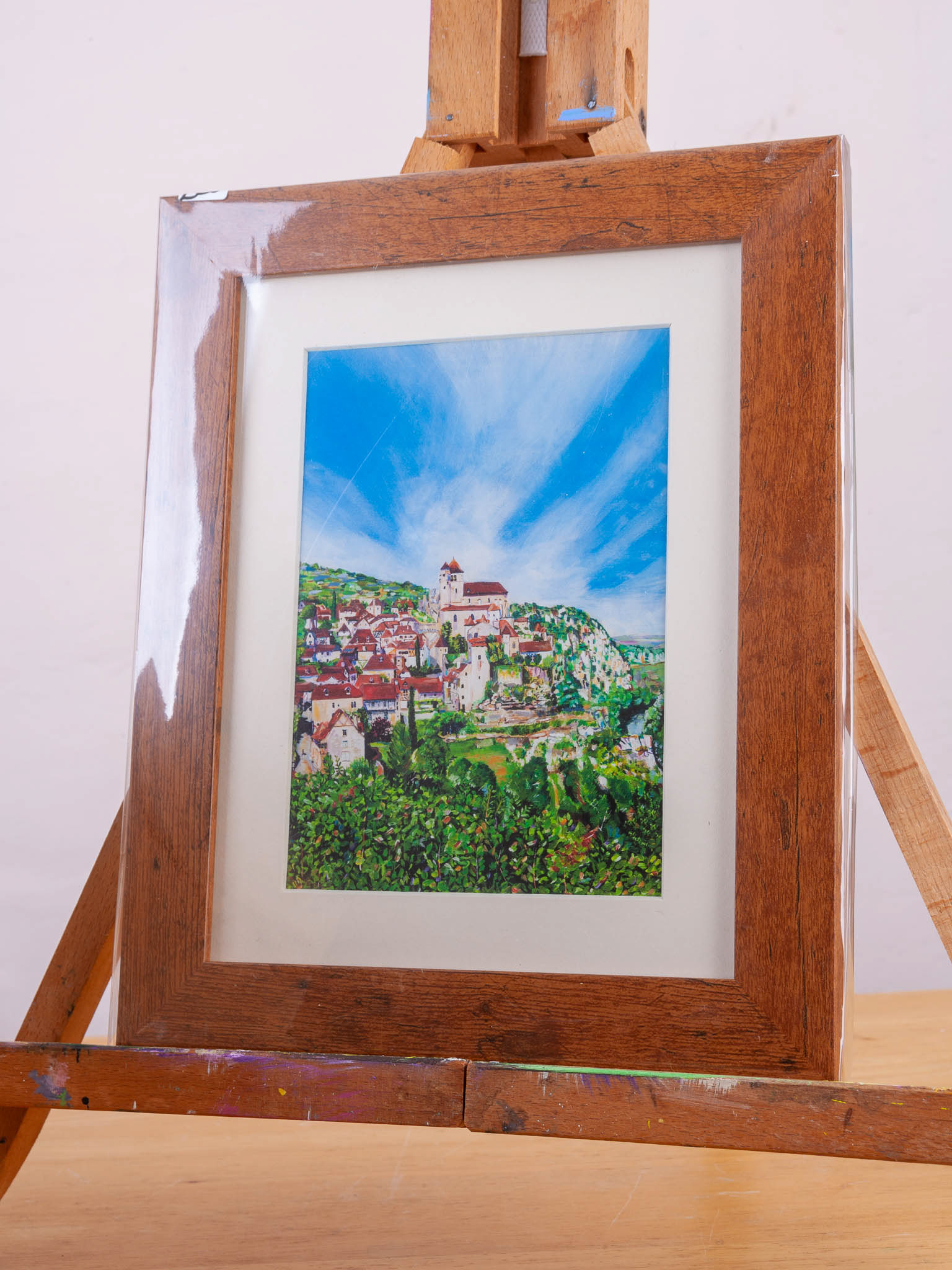 SAINT-CIRQUE-LAPOPIE, LOT, FRANCE. From an original painting by Diana Aungier-Rose. Picture size: 17cm x 12cm. Frame size:26cm x 21cm x 4cm. FOR SALE: £20.