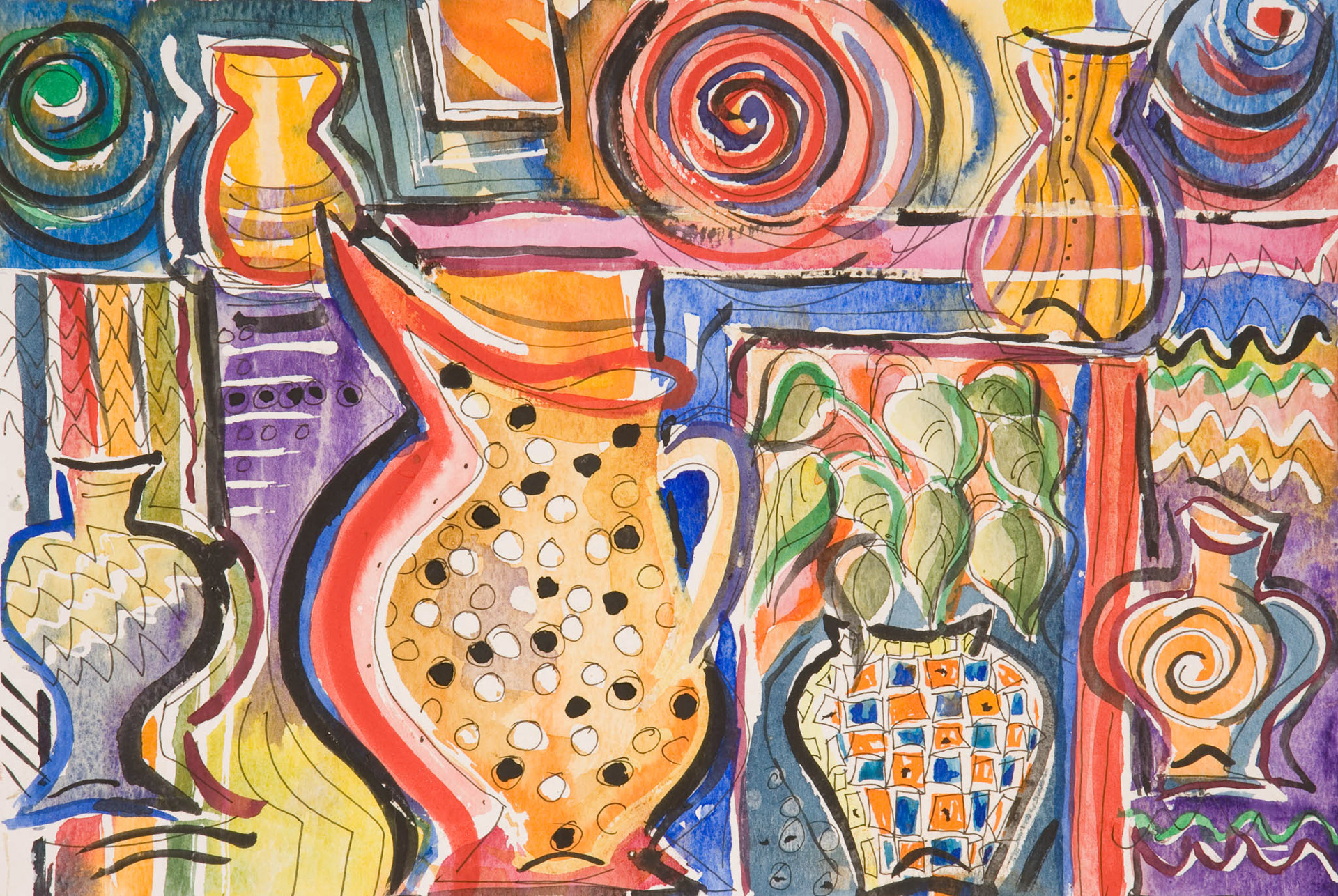 JUGS. From an original painting by Diana Aungier-Rose. Print size: 20cm x 29cm. For Sale: £12