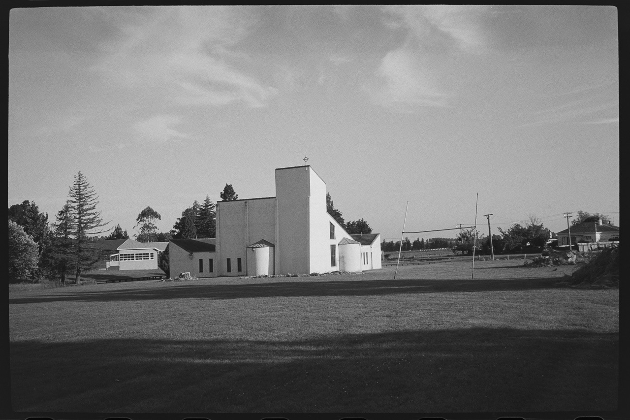 Church and wonky goal posts