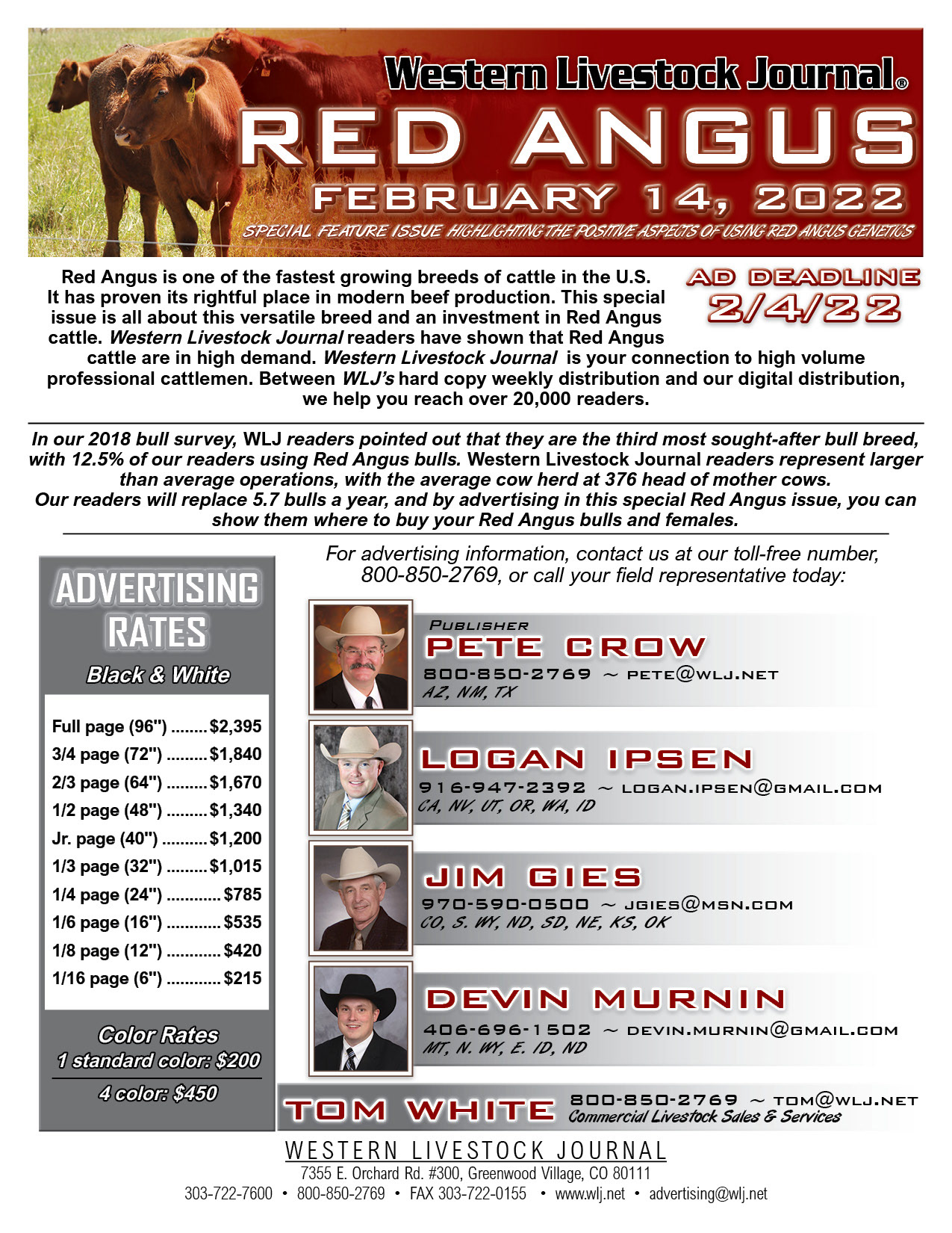 Special Section Rate Sheet