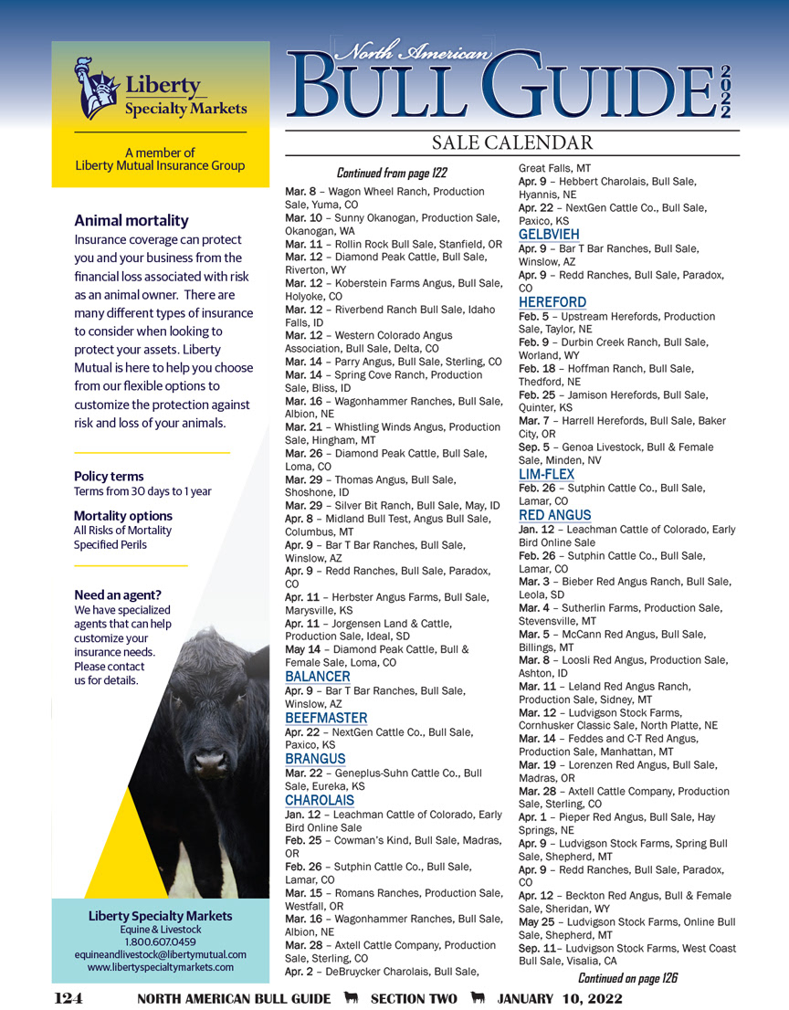 2022 Bull Guide Magazine - Sale Calendar