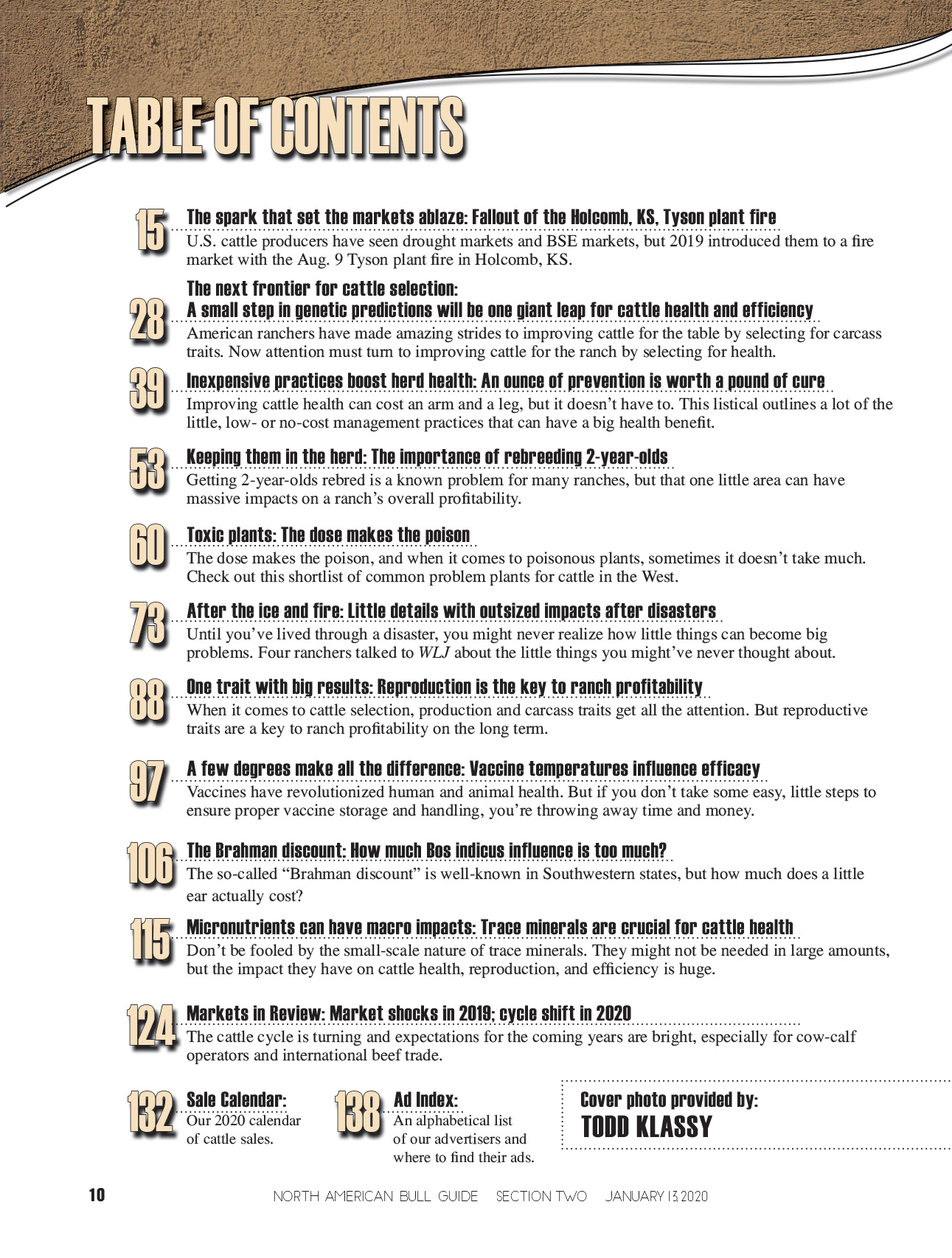 2020 Bull Guide Magazine - Table of Contents