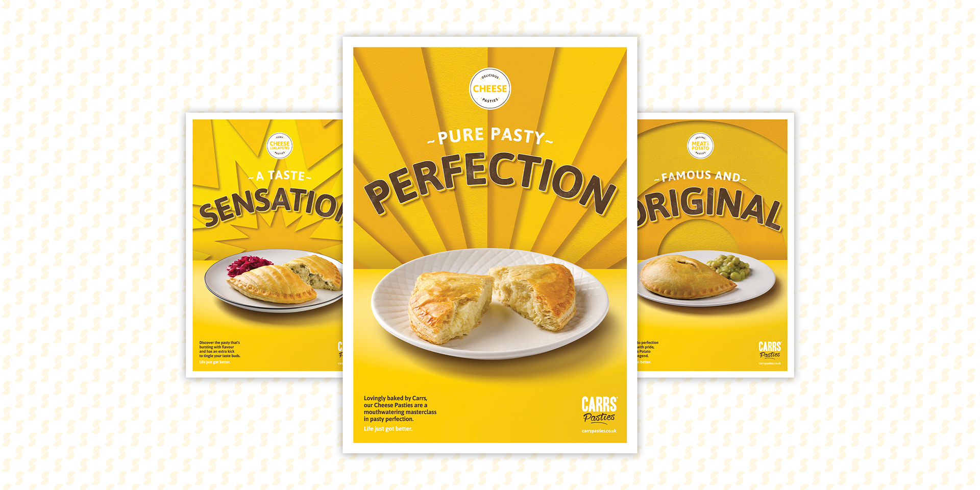 Brand, campaign and photography for Carrs Pasties retail stores