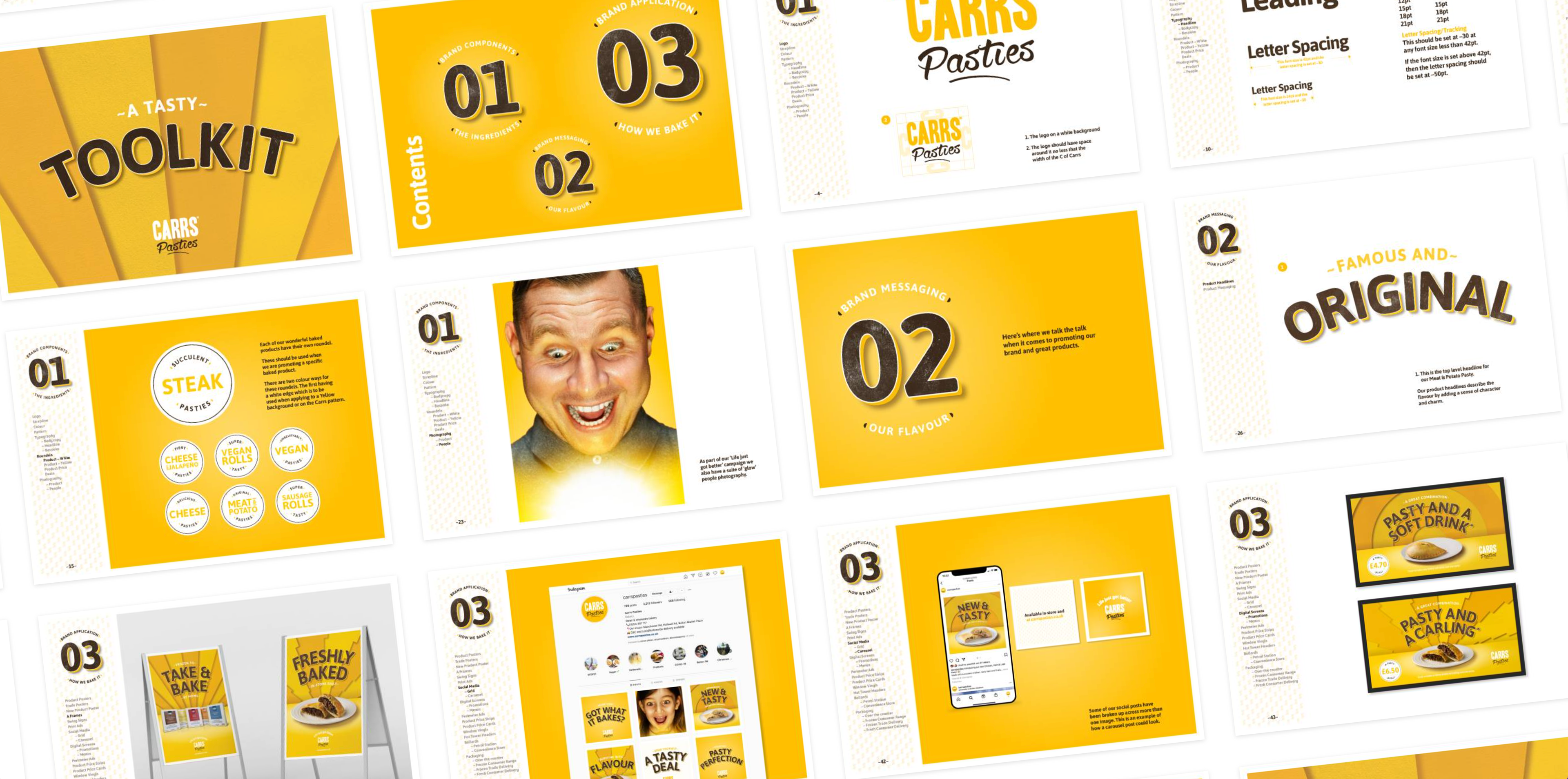 Brand and campaign toolkit with photography for Carrs Pasties retail stores