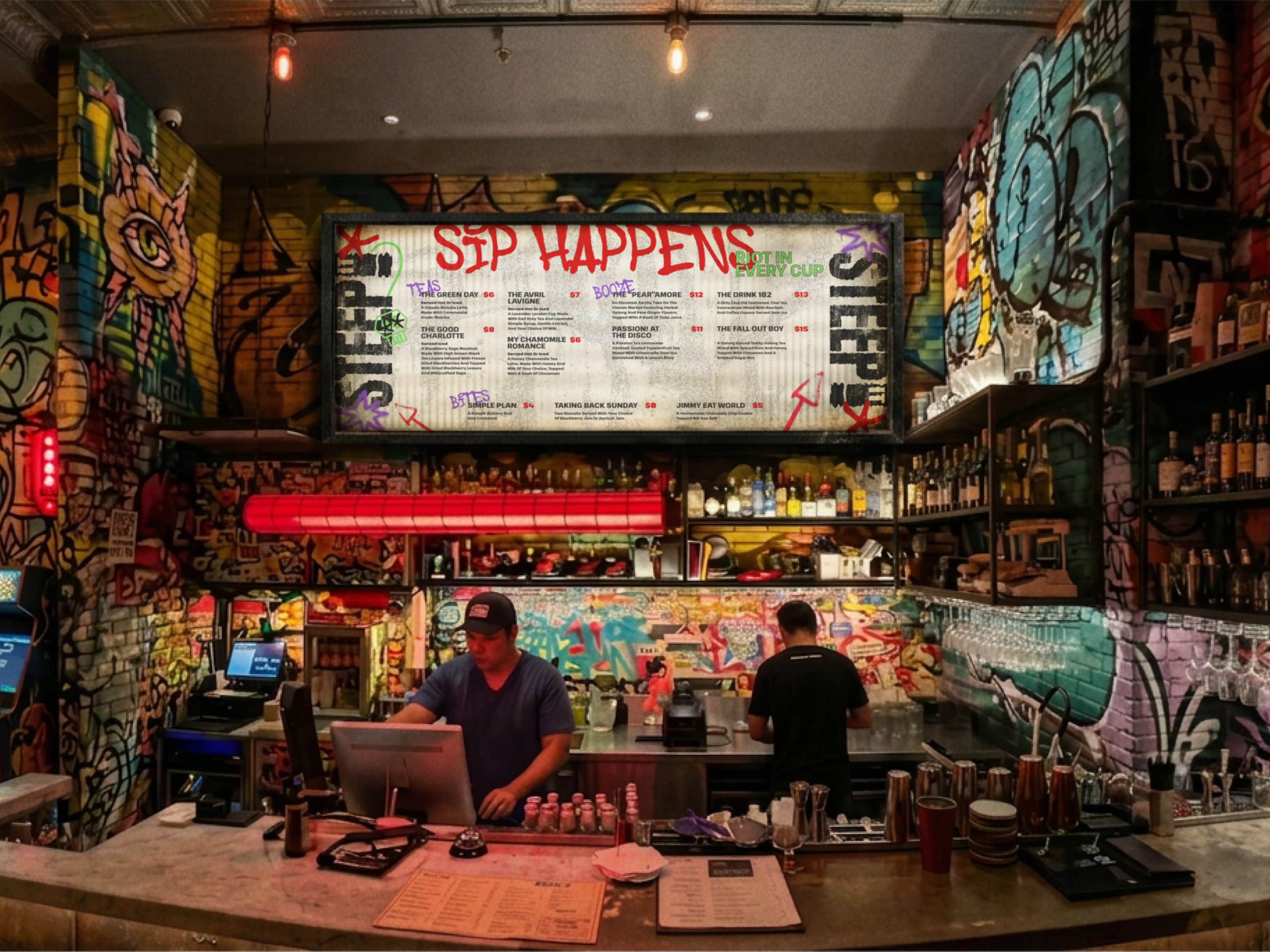 *AI was used for expanding the photo and to fit the menu design on the wall