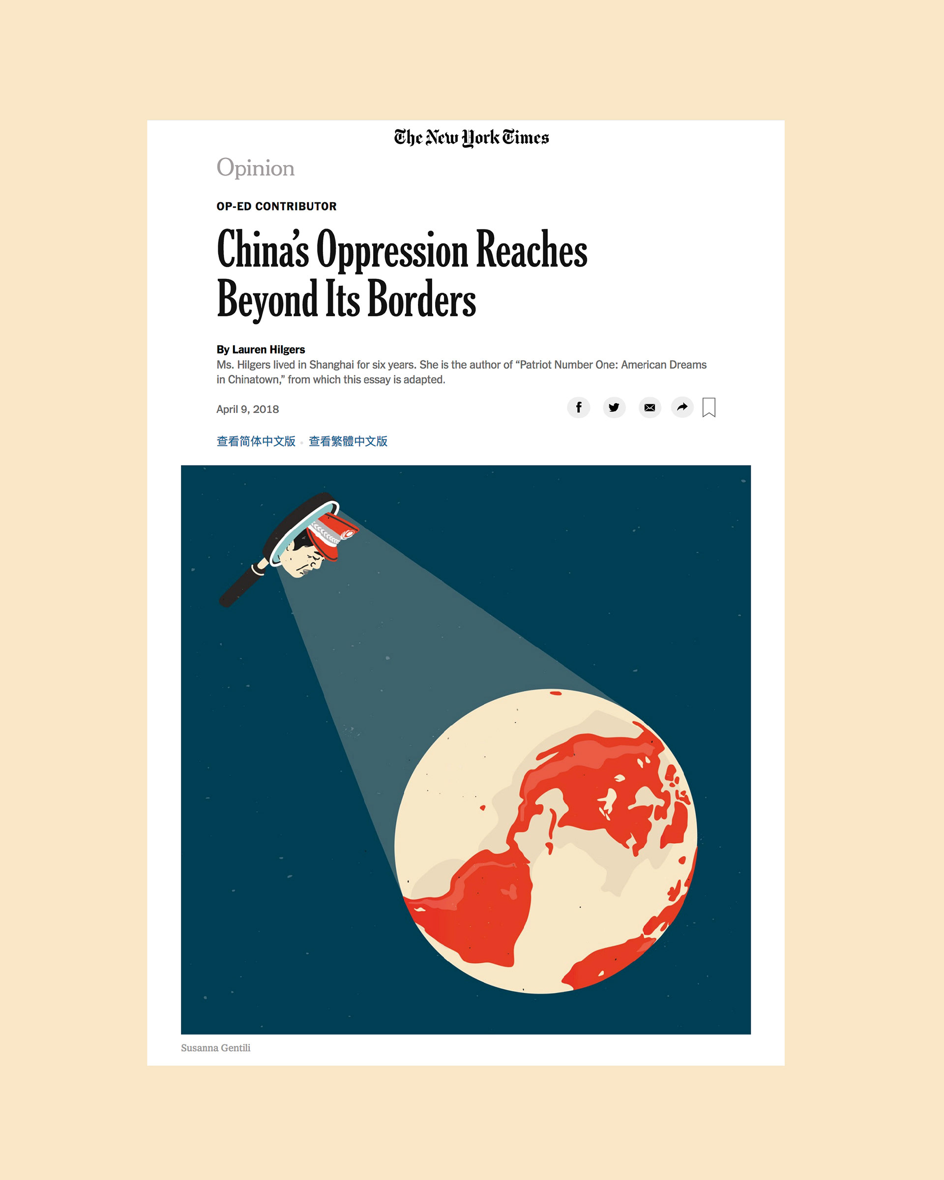 China's oppression reaches beyond its borders - The New York Times