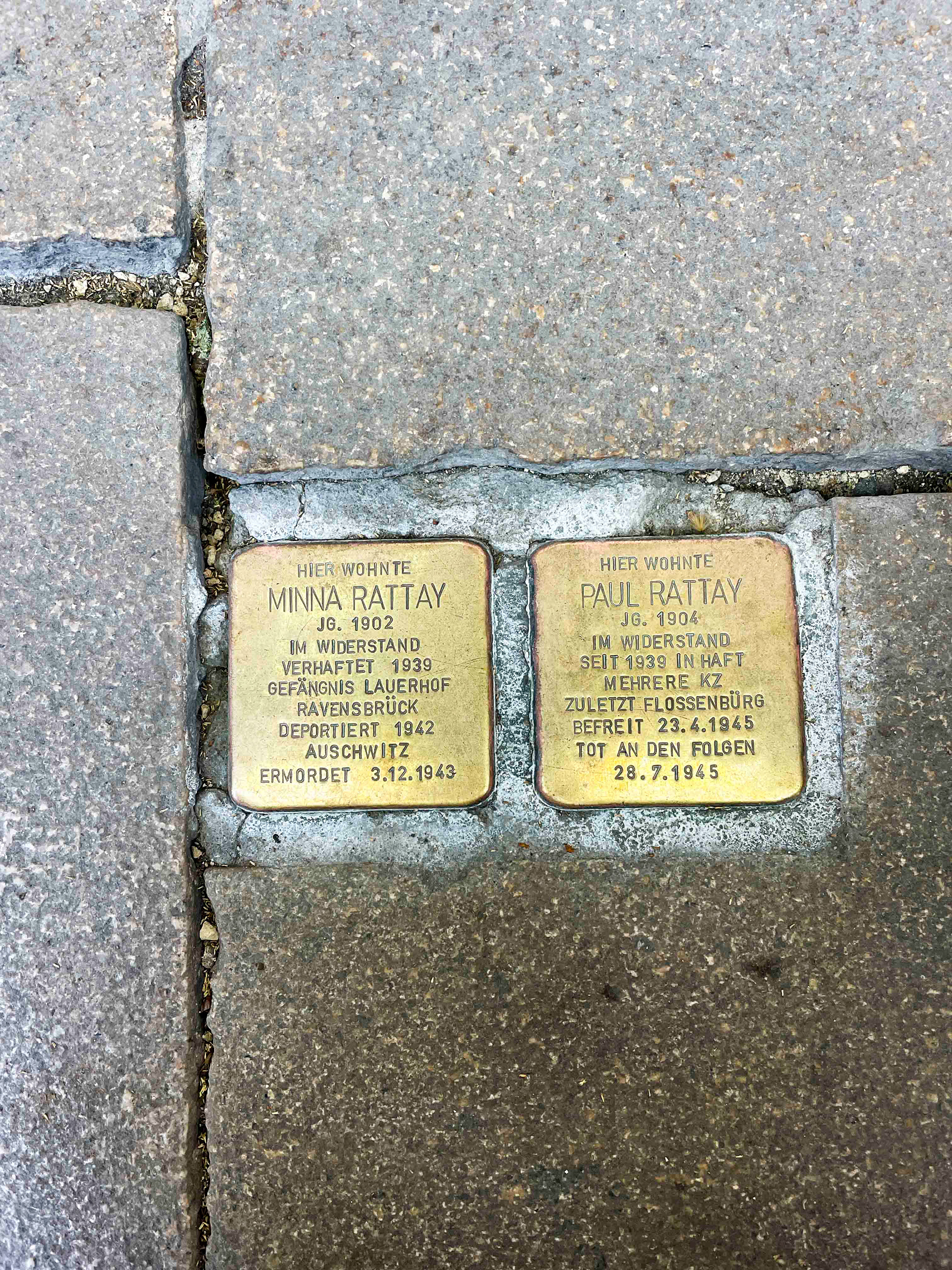 Stolpersteine von Paul und Minna Rattay in BH