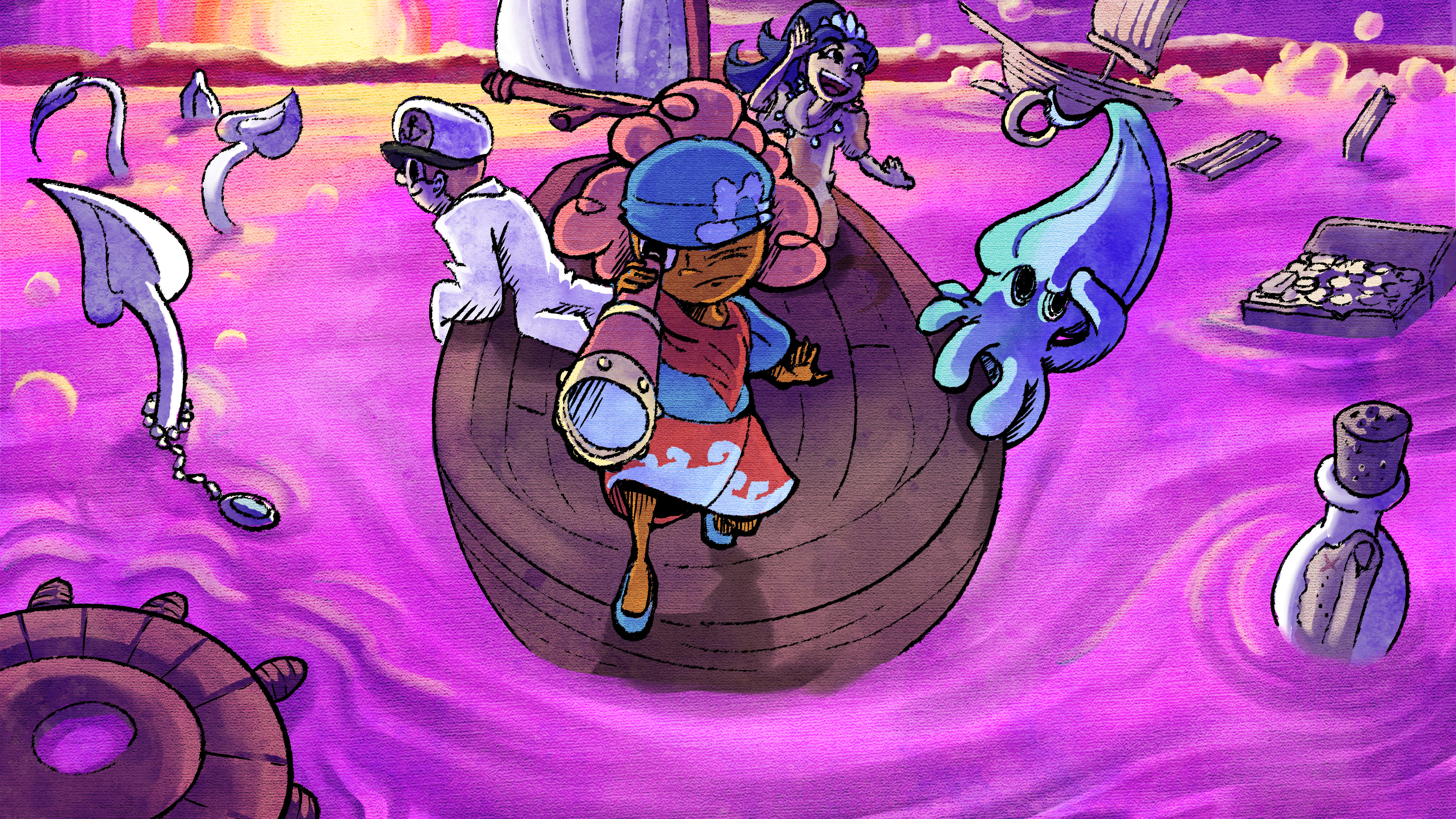 Concept of the group searching for treasure on treacherous waters. (2024)
