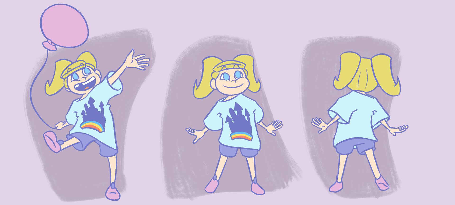 Turnaround sheet for the a character of an original animated short called "Memories."