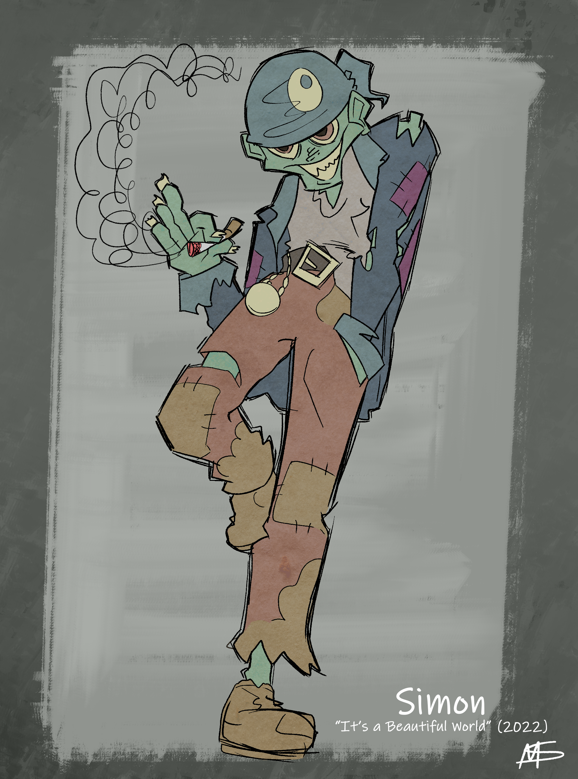 Simon, the twistedly chipper main character. (2022)