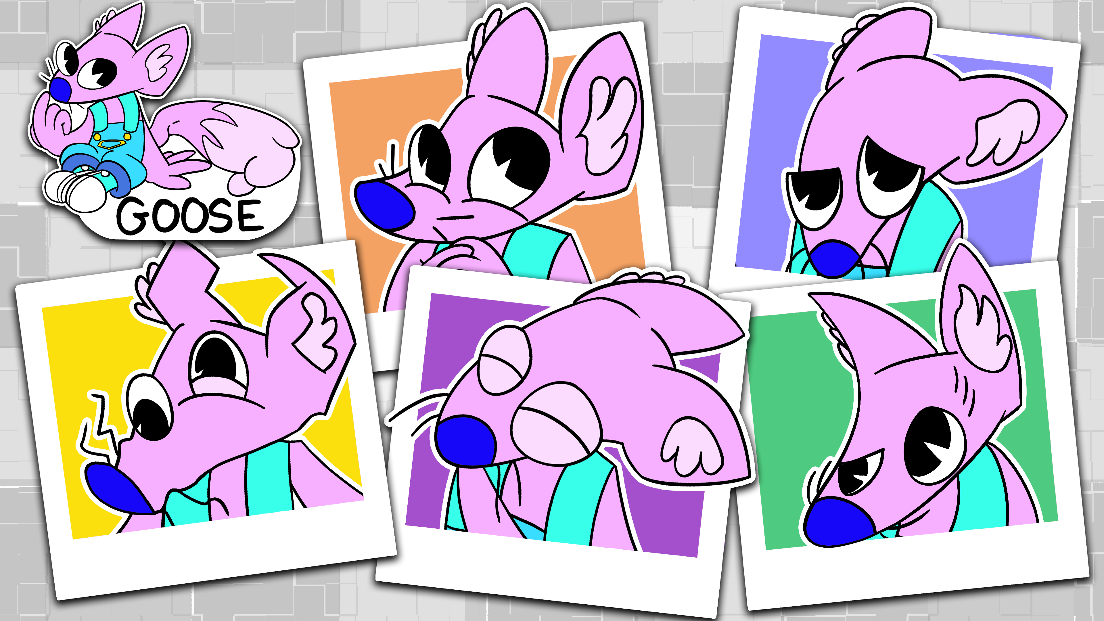 Character expression sheet for a preschool show concept called "Pixel Perfect!!" from Sophisticated Lions Productions. (2022)