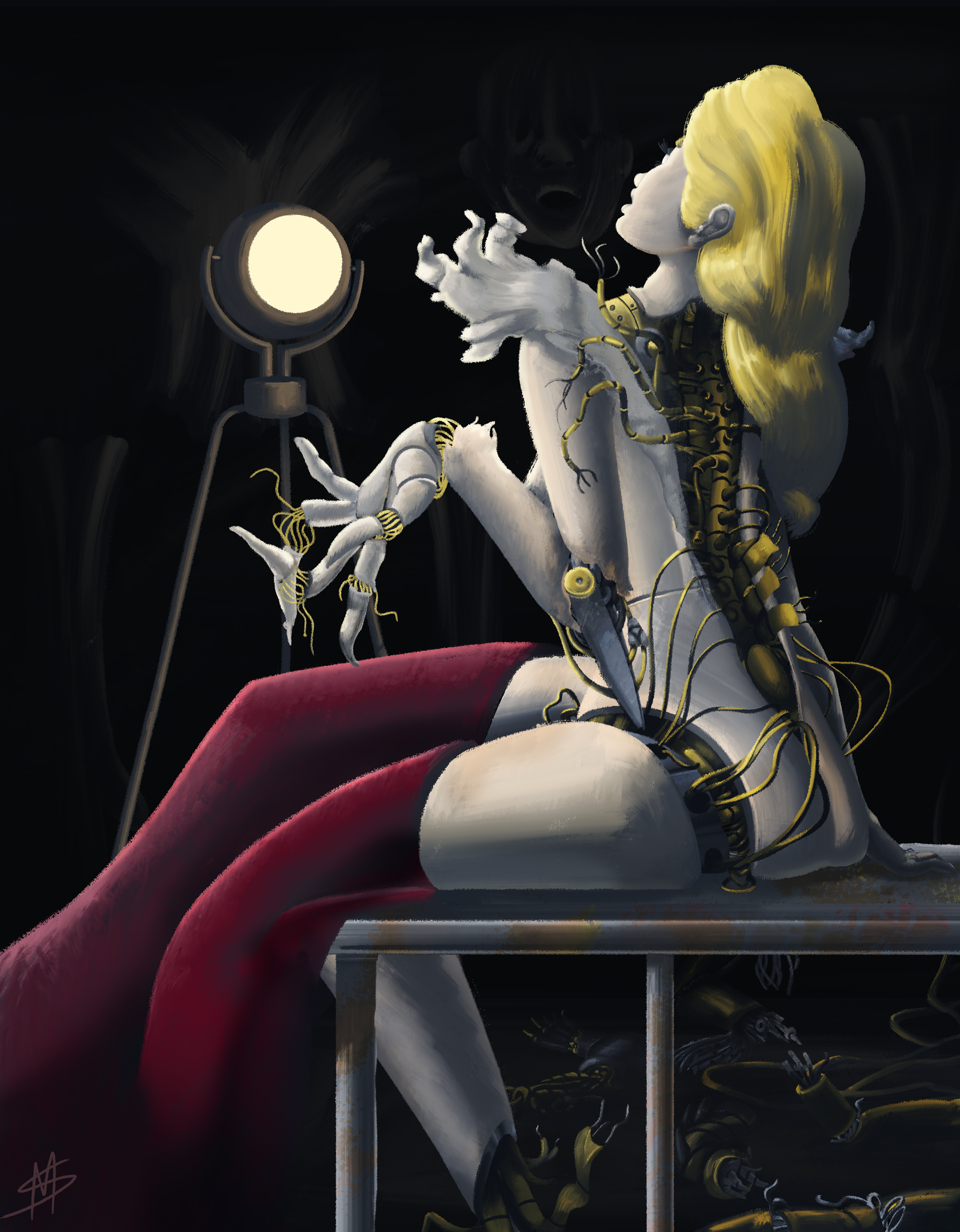 A digital painting made as part of an original series of sci-fi horror illustrations. Made using Photoshop. (2022)