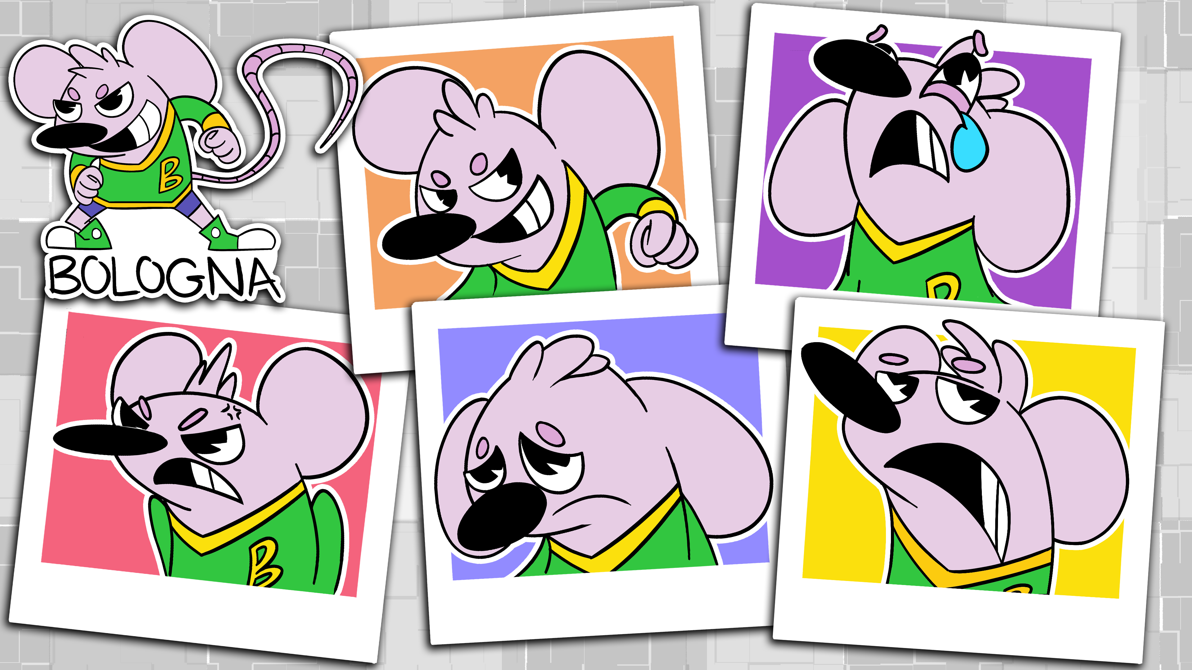 Character expression sheet for a preschool show concept called "Pixel Perfect!!" from Sophisticated Lions Productions. (2022)
