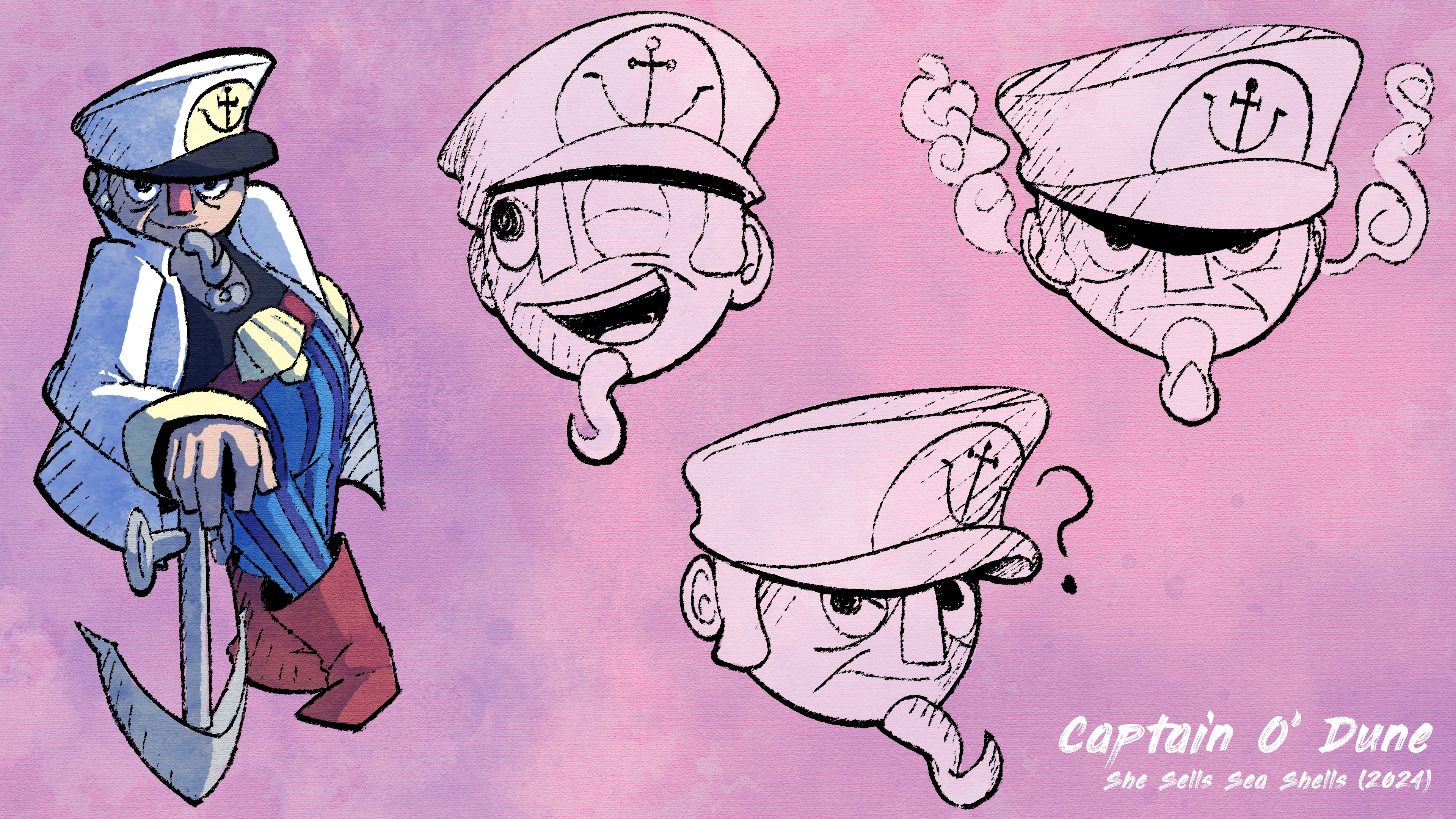 Character sheet for the wise sailor Captain O'Dune. (2024)