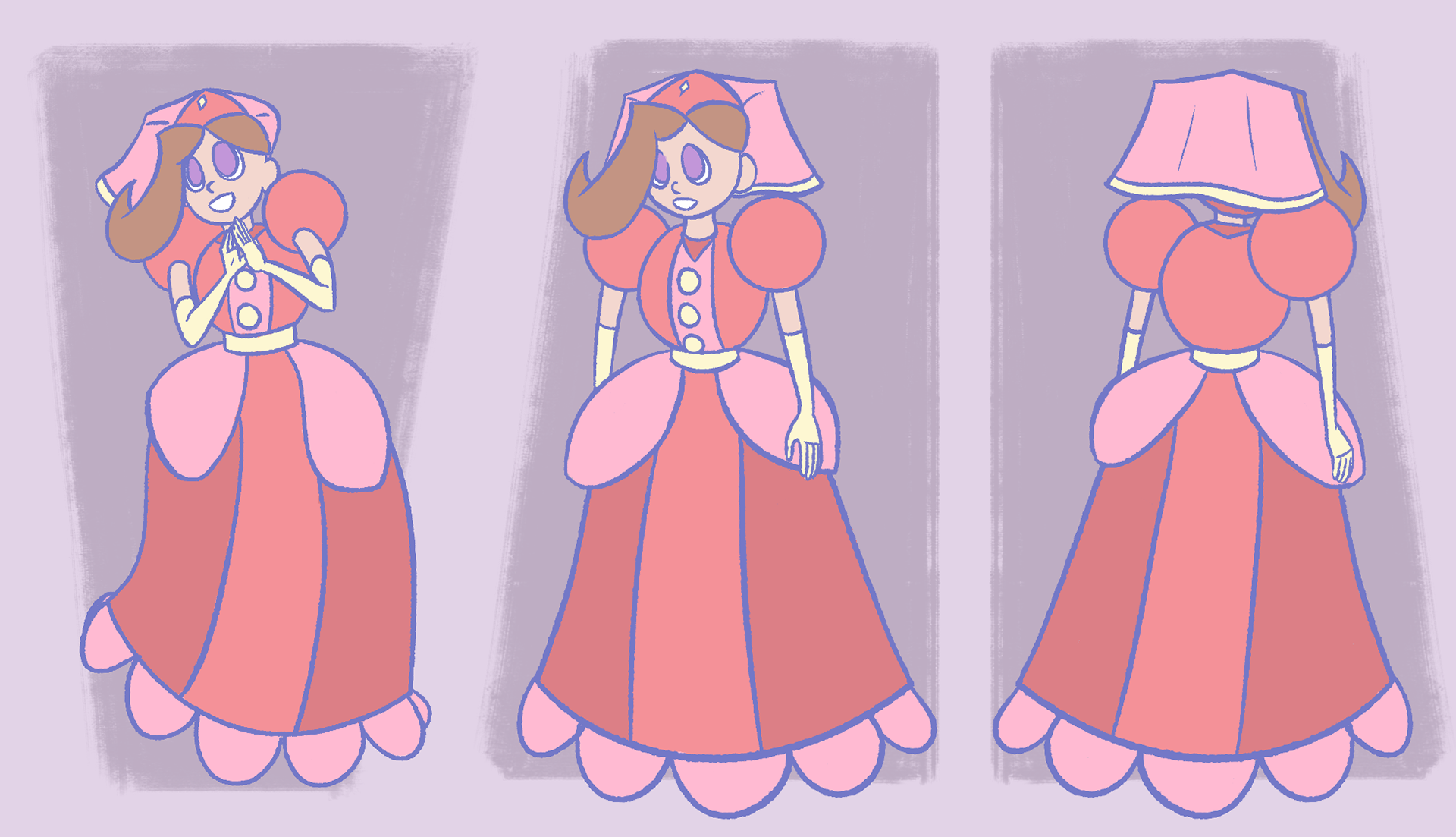 Turnaround sheet for the main character of an original animated short called "Memories."