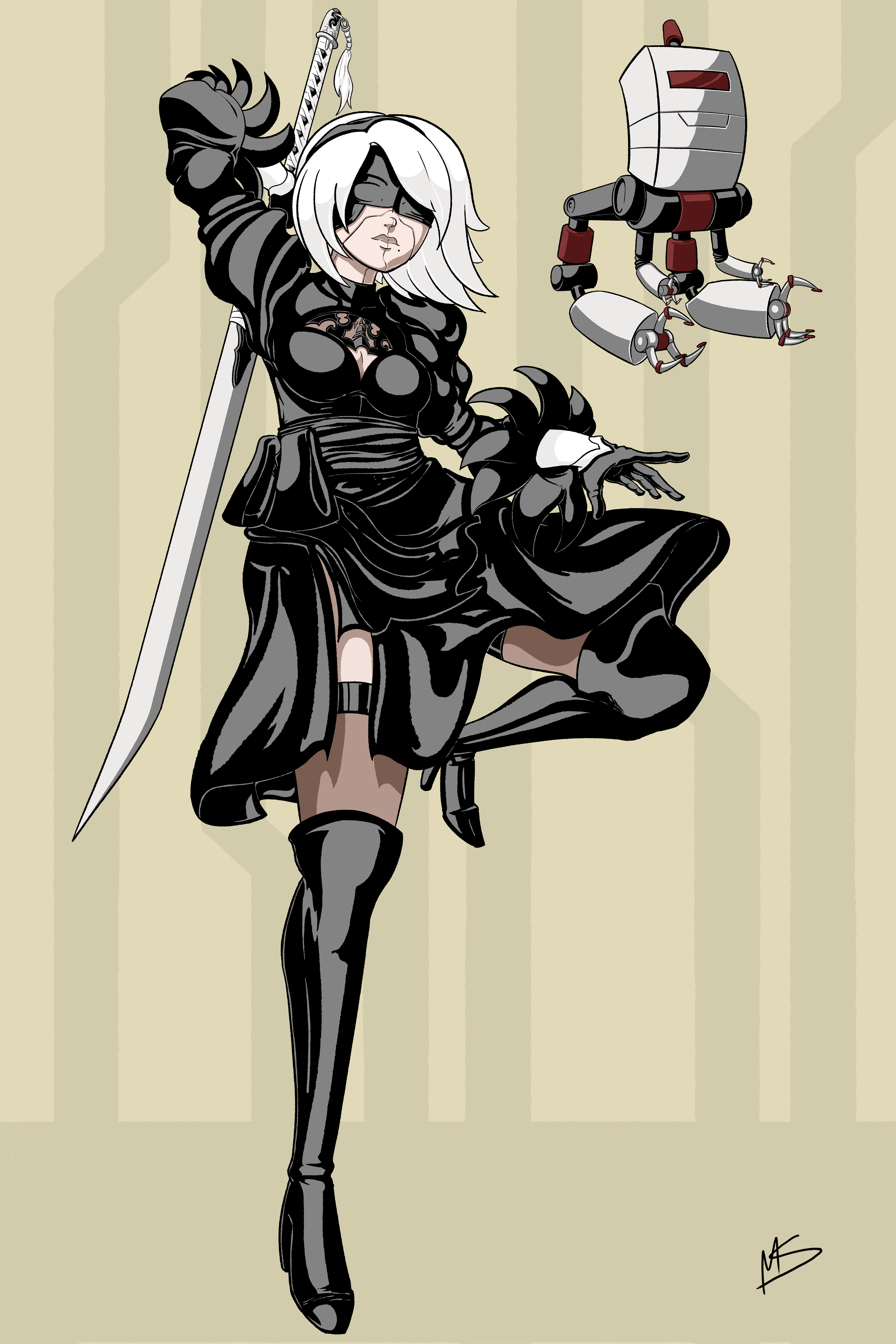 Fanart piece of the character 2B from the game Nier Automata. (2020)