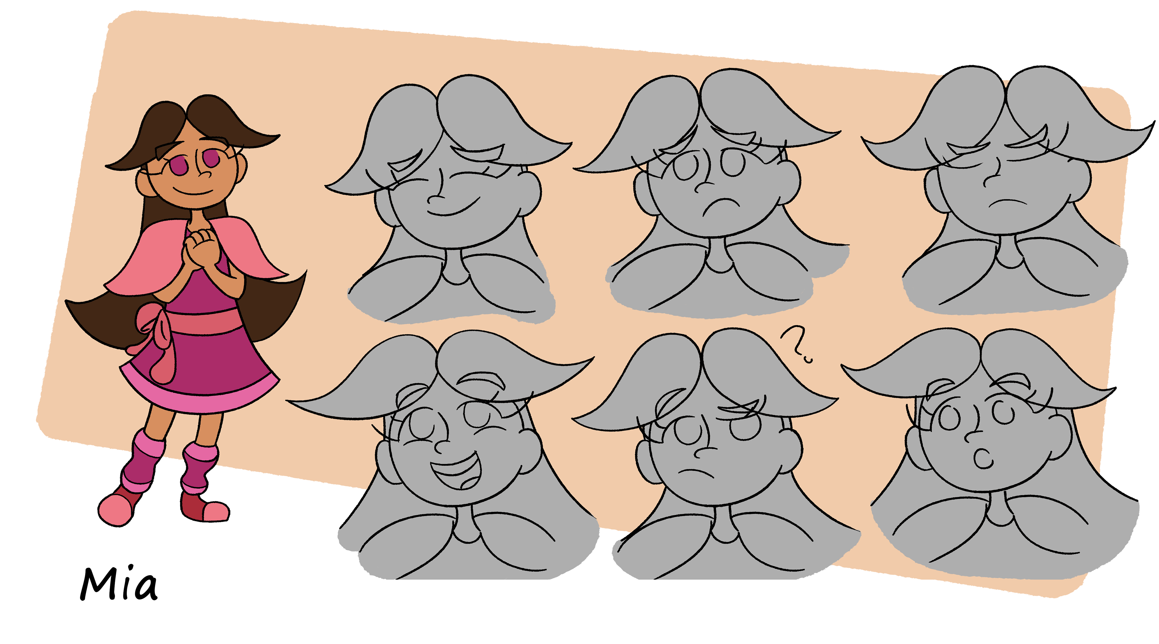 Character Expression sheet for an animated children's adventure show concept called "Cryptid Cay". (2022)