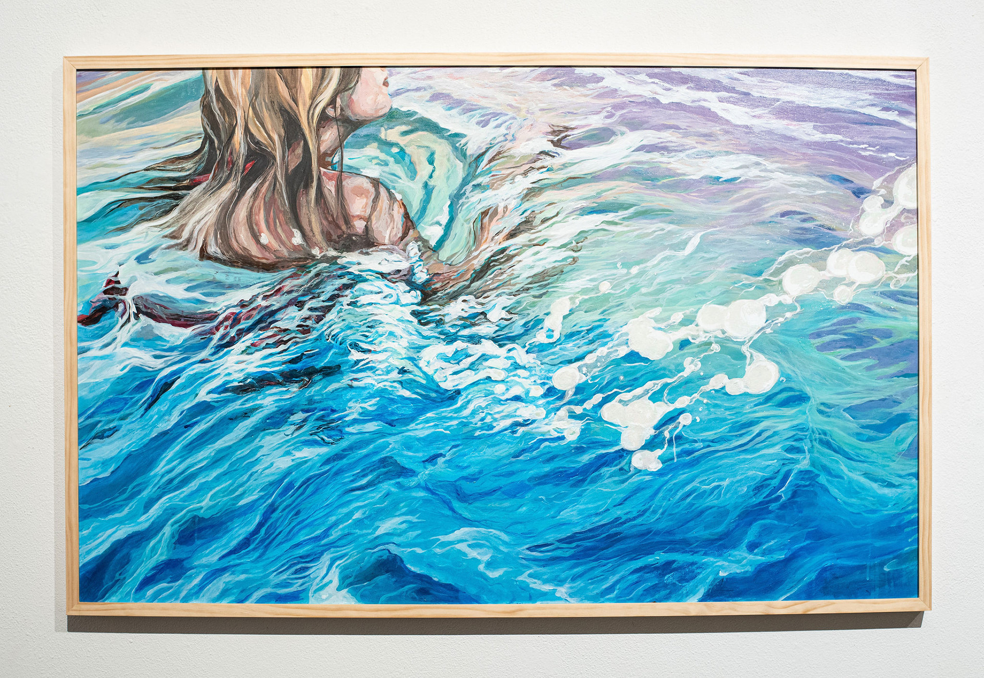 Rising, 2021, acrylic and heat transfer foil on board, 30in x 48in