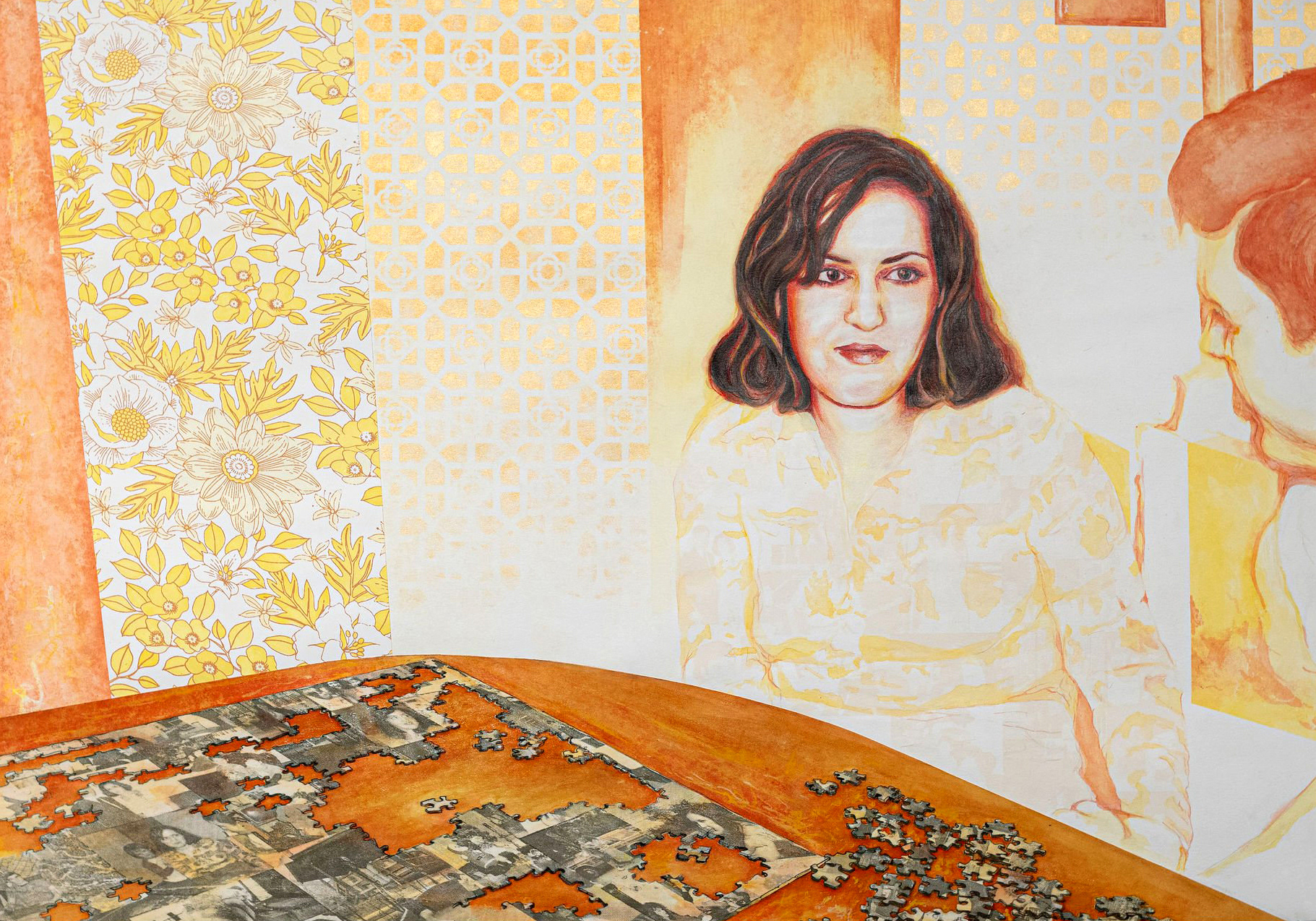 Corners and Edges, 2024, graphite, acrylic, watercolor, silkscreen, and collage on paper, 30in x 44in