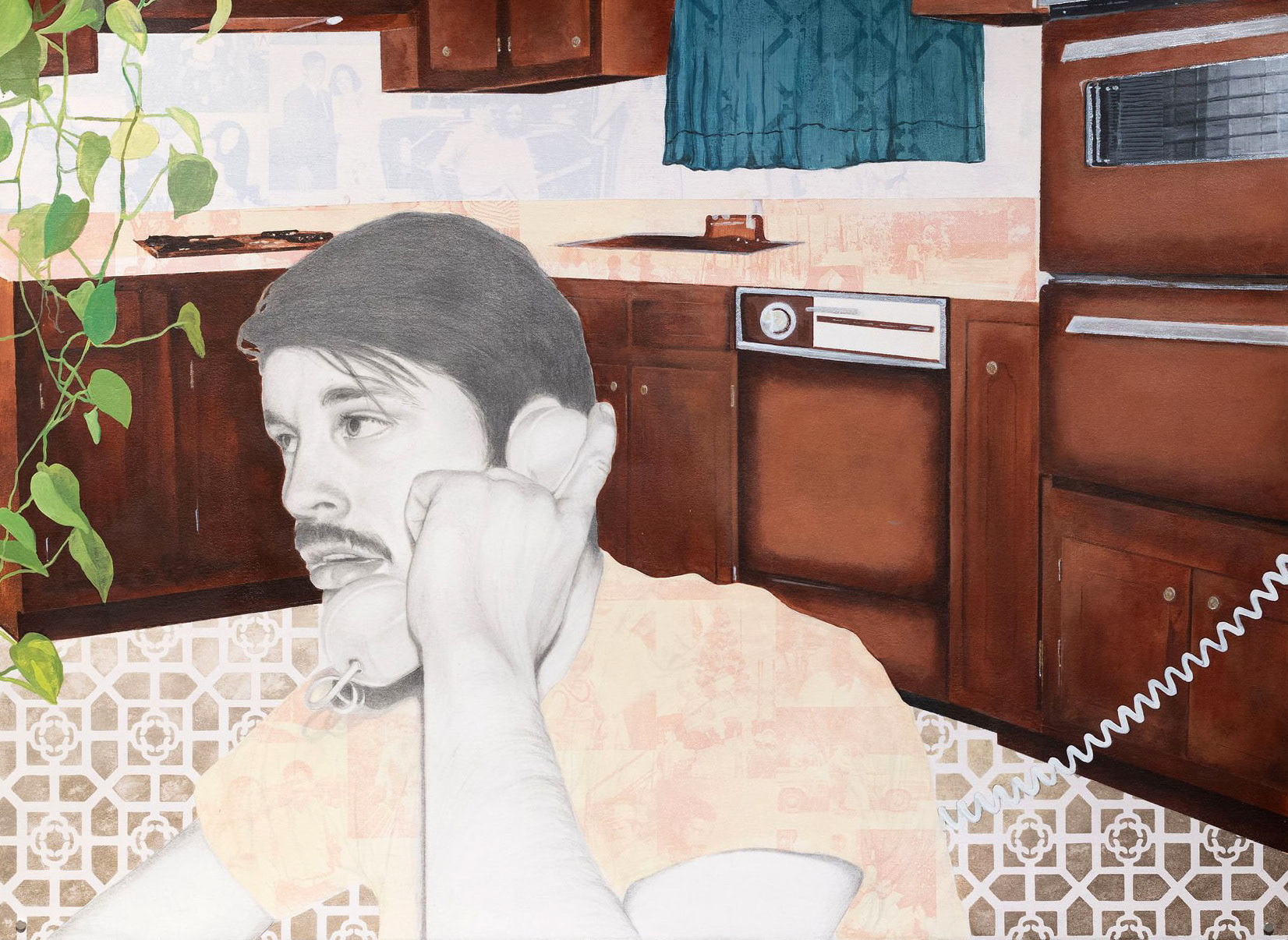 Guess I Just Missed You, 2024, graphite, acrylic, and silkscreen on paper, 22in x 30in