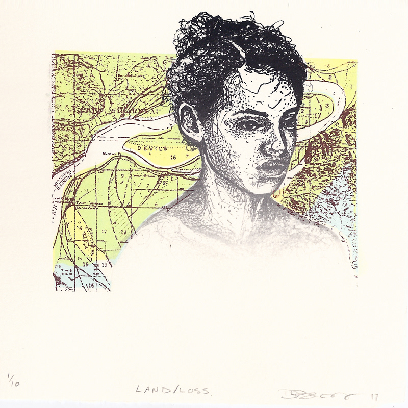 Land/Loss, 20187, silkscreen, 5.5in x 5.5in