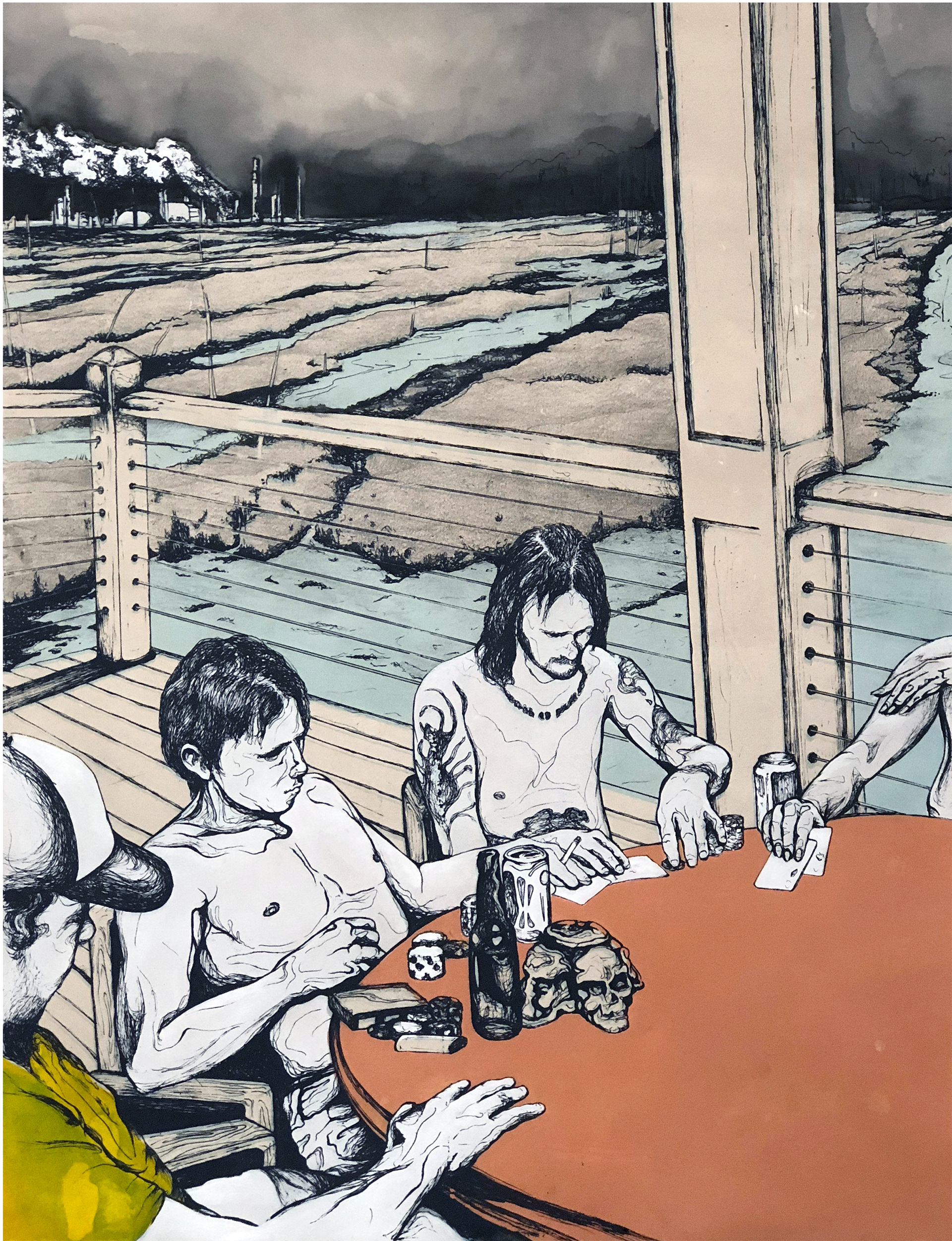 Fiddlin' I, 2018, silkscreen, graphite, and acrylic on paper, 30in x 19in